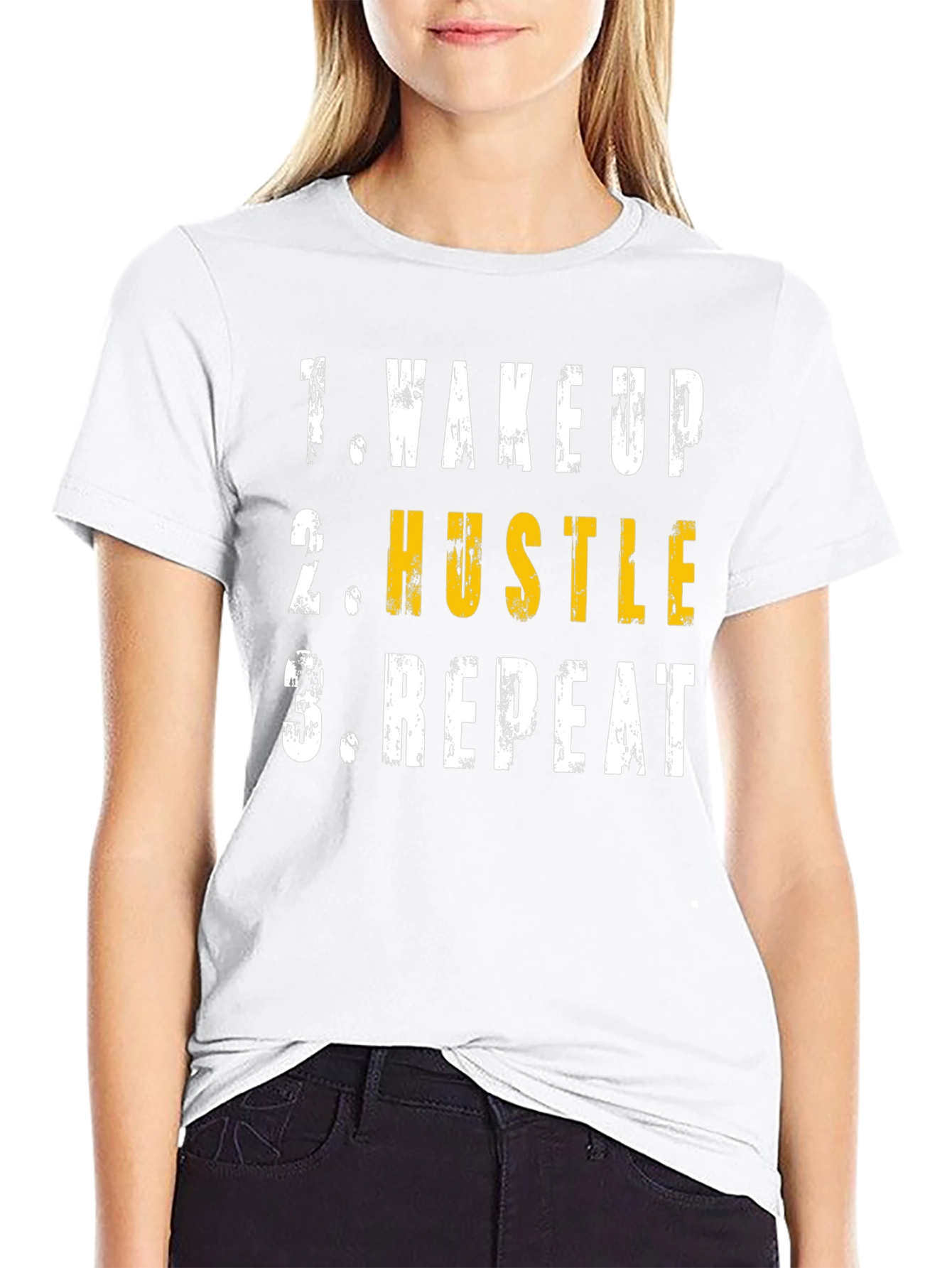 Wake Up Hustle Repeat Graphic T-Shirt