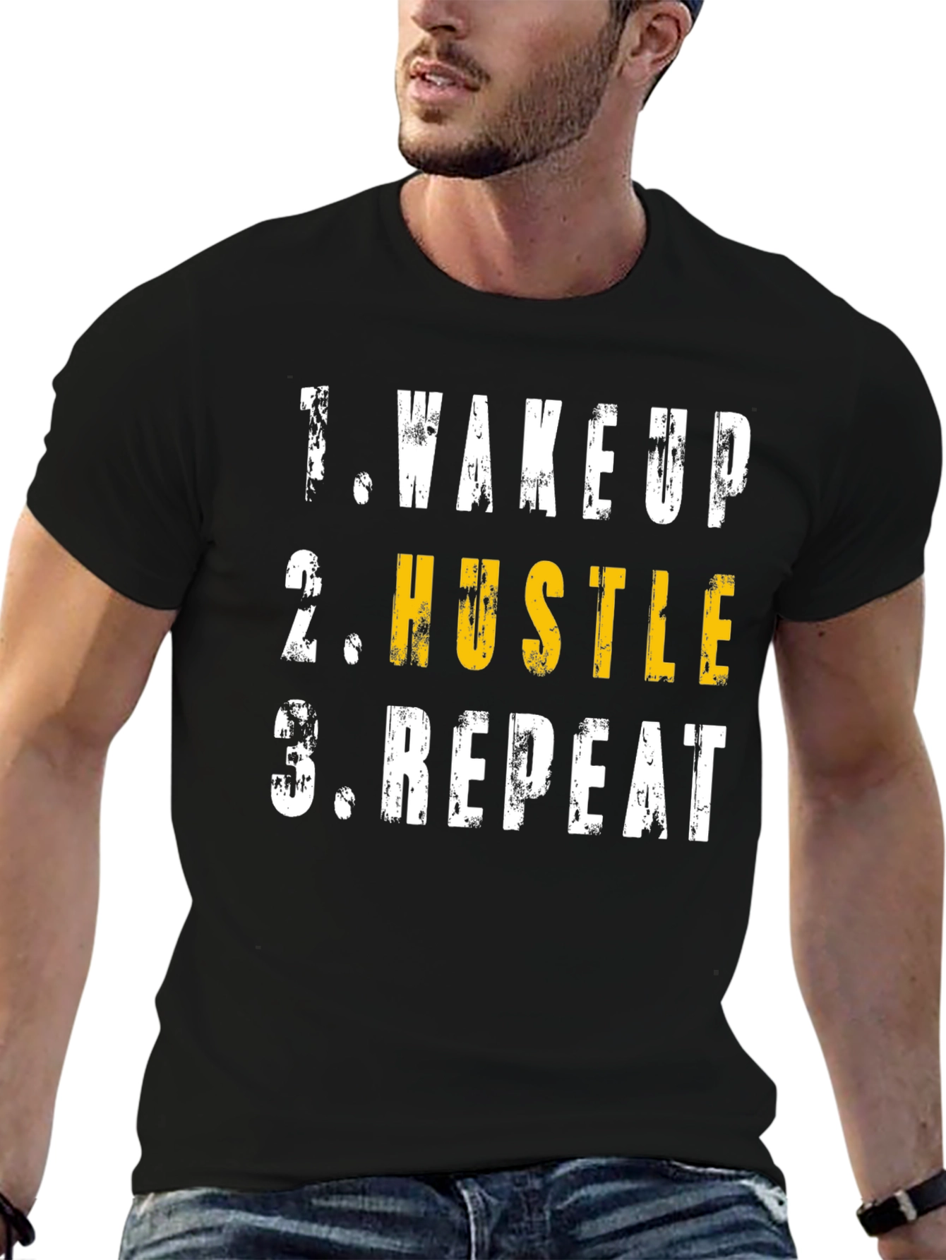 Wake Up Hustle Repeat Graphic T-Shirt