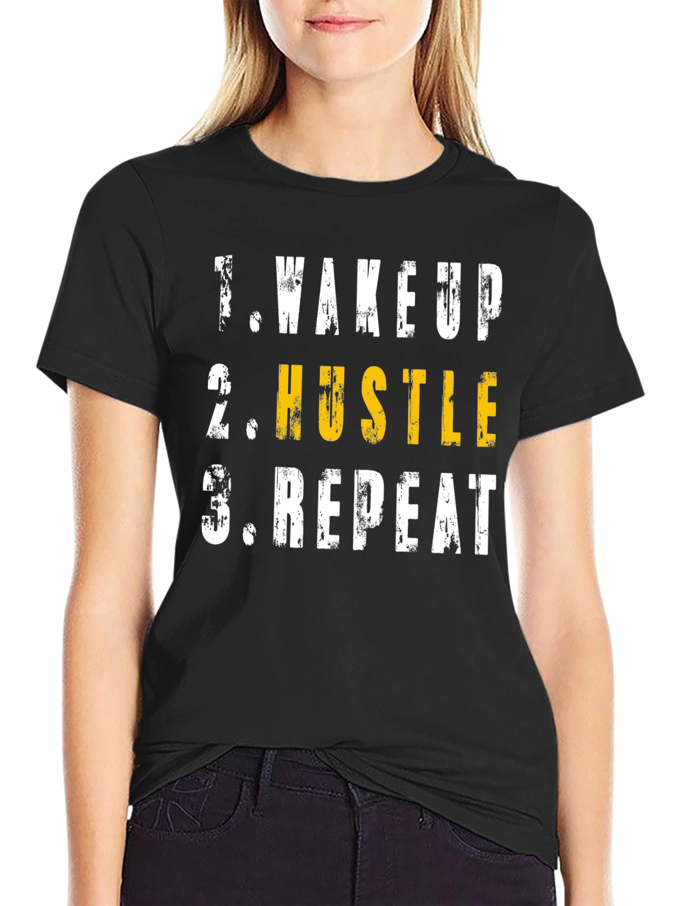 Wake Up Hustle Repeat Graphic T-Shirt