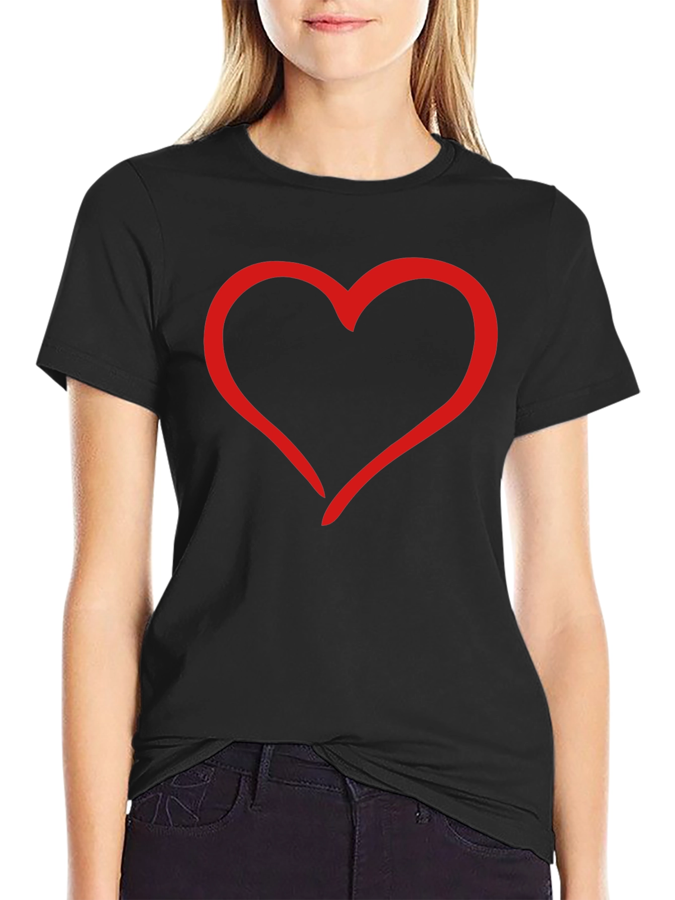 Heart Graphic Tee - Black Casual T-Shirt