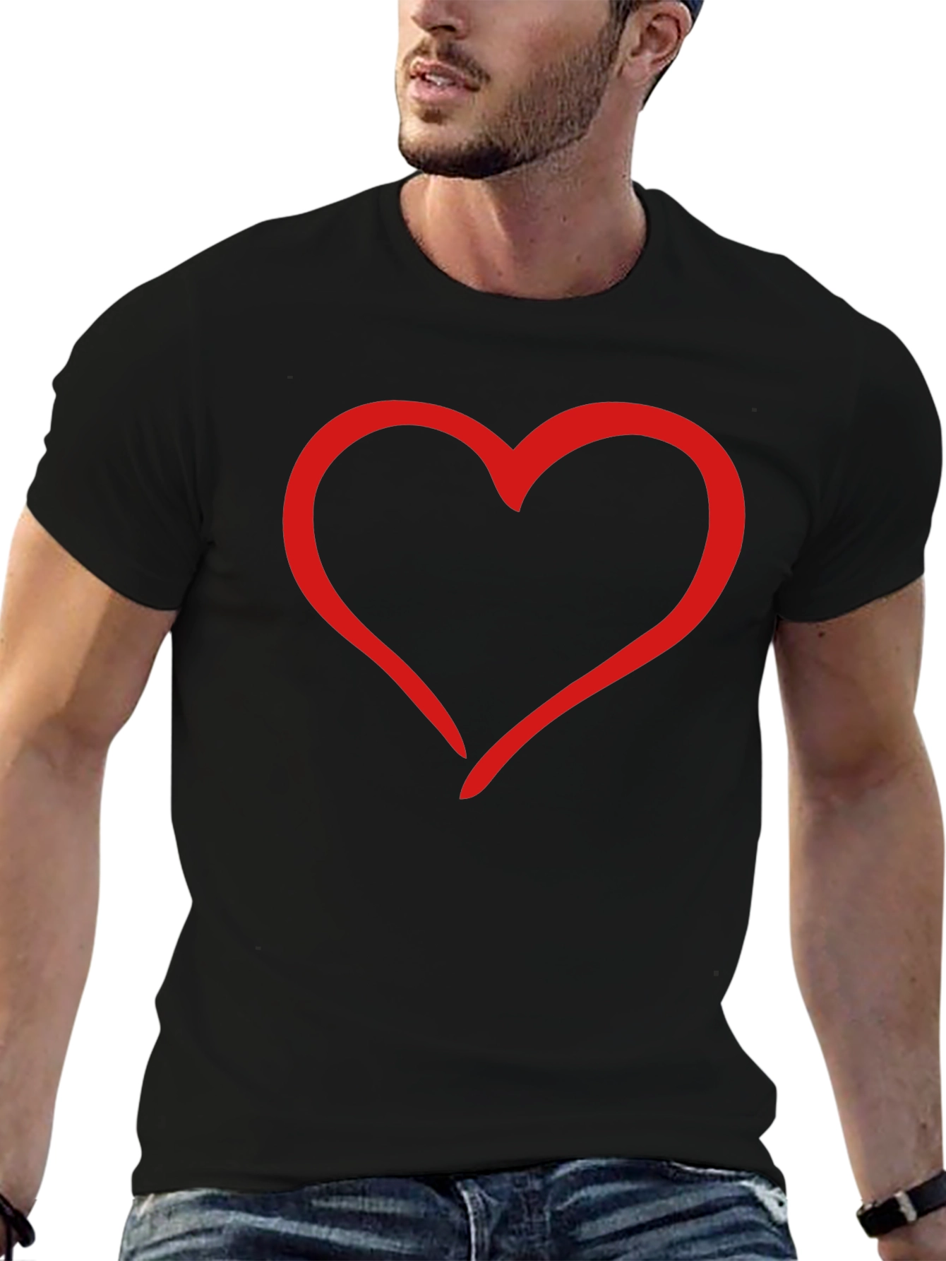 Heart Graphic Tee - Black Casual T-Shirt