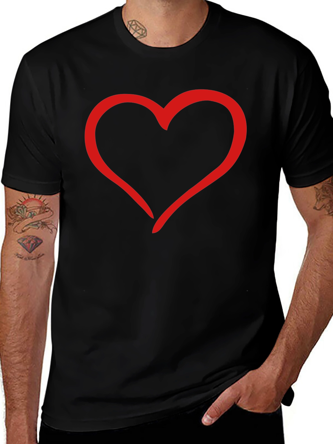 Heart Graphic Tee - Black Casual T-Shirt