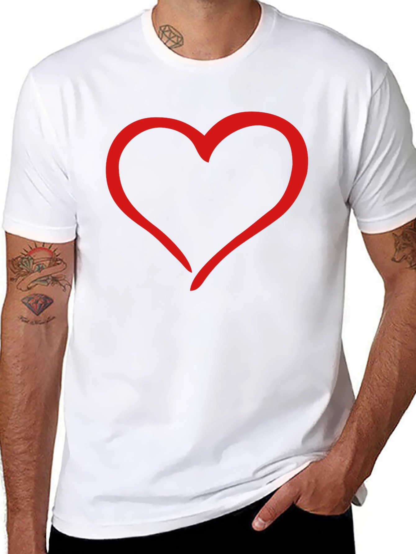Heart Graphic Tee - Black Casual T-Shirt