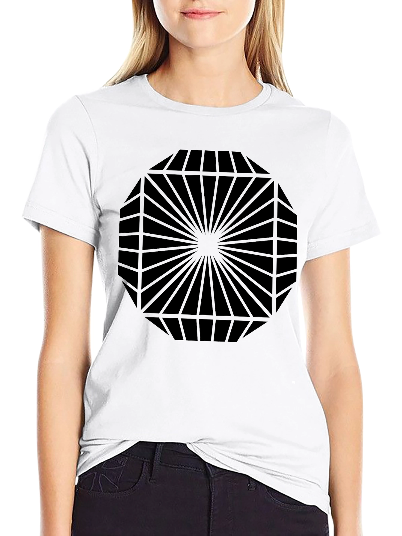 Geometric Pattern Black T-Shirt - Modern Design