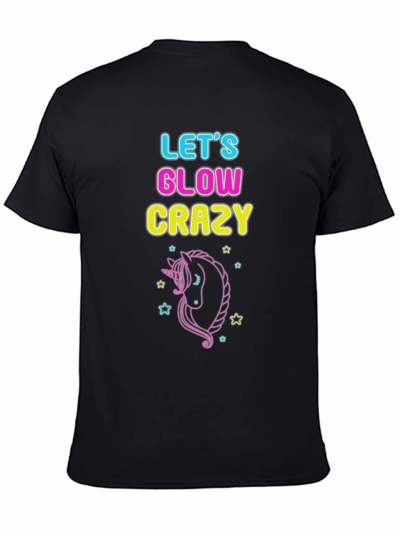 Lets Glow Crazy Unicorn Graphic Tee