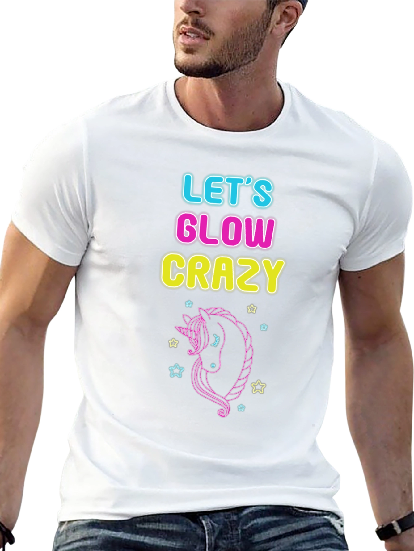 Lets Glow Crazy Unicorn Graphic Tee