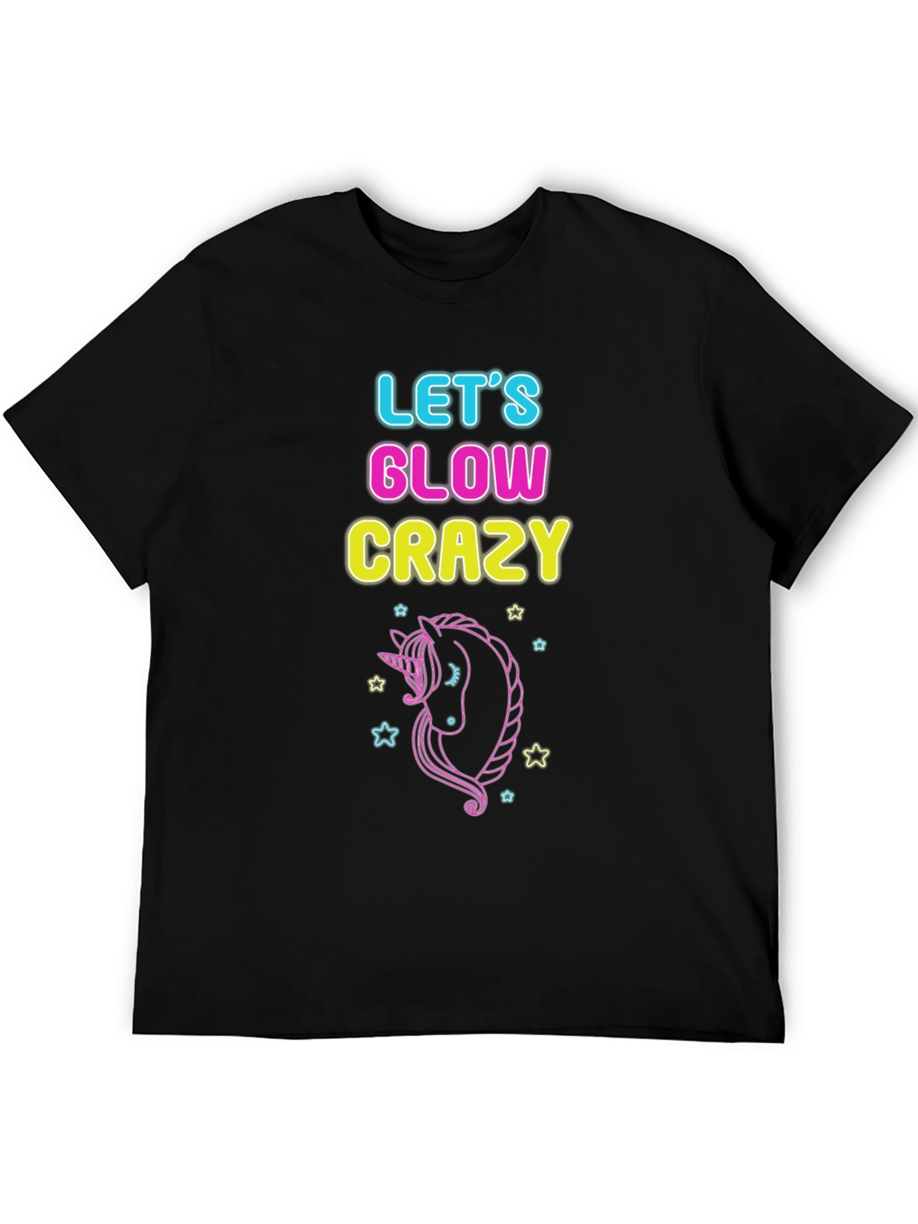 Lets Glow Crazy Unicorn Graphic Tee