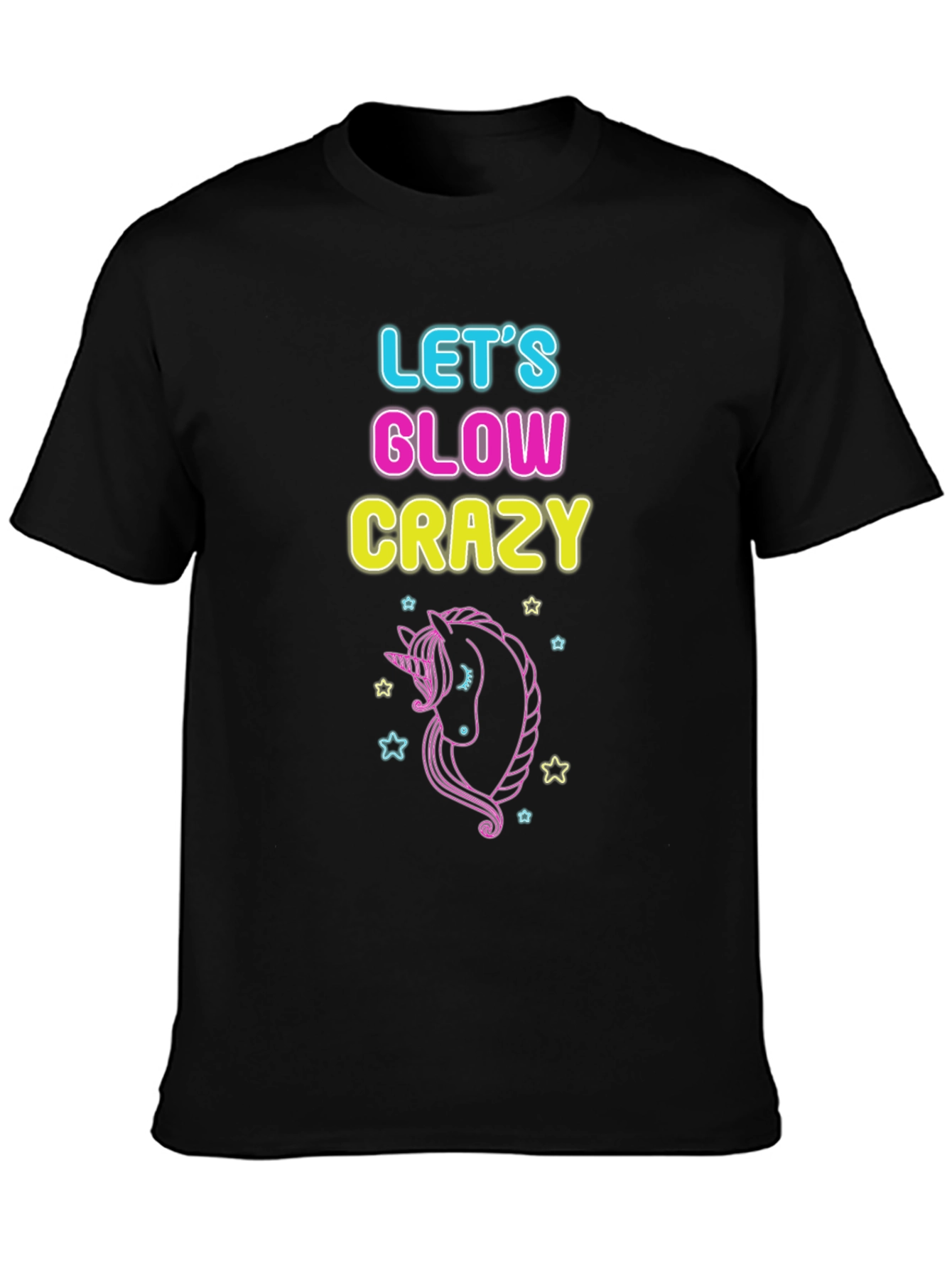 Lets Glow Crazy Unicorn Graphic Tee