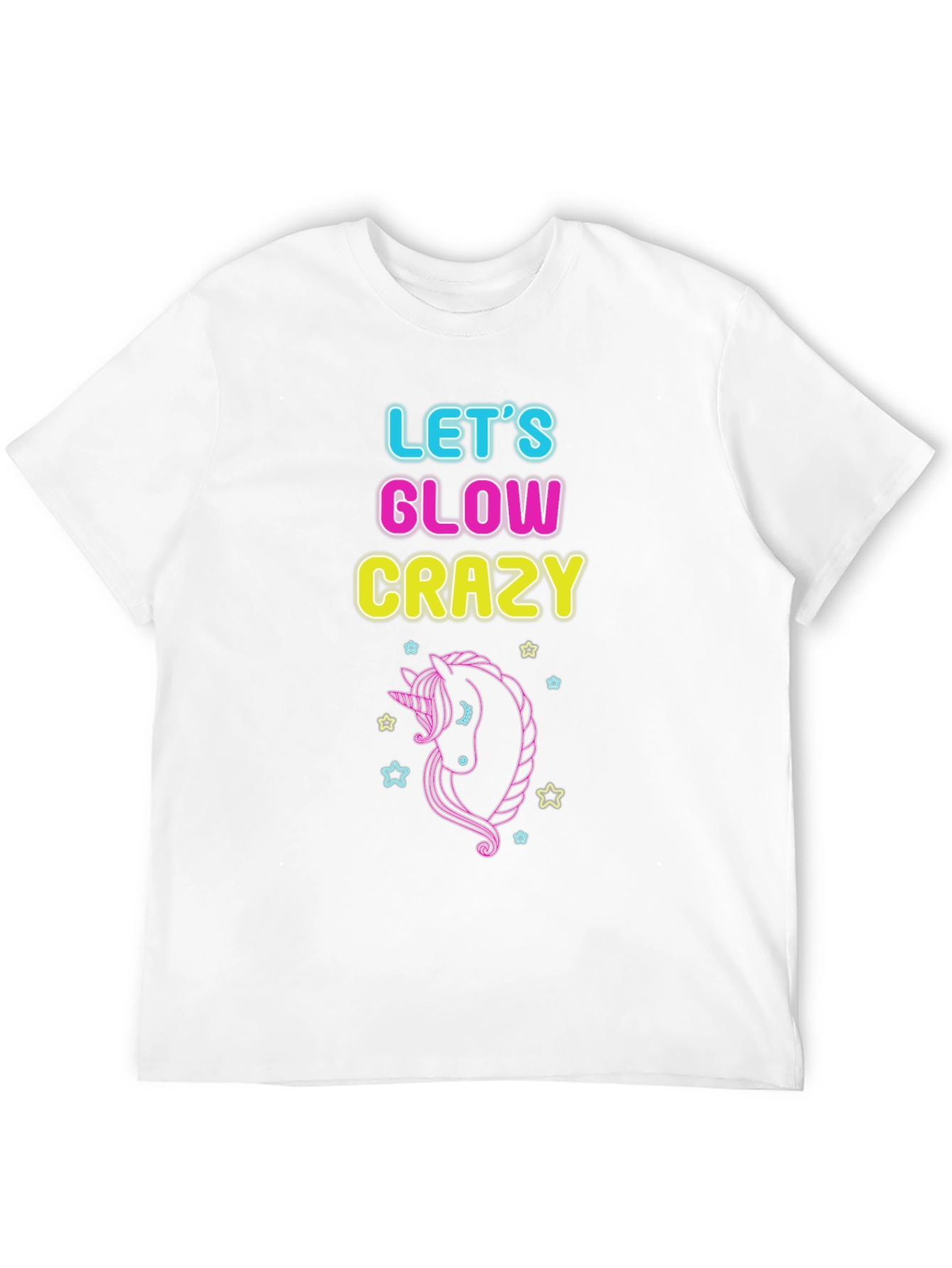 Lets Glow Crazy Unicorn Graphic Tee