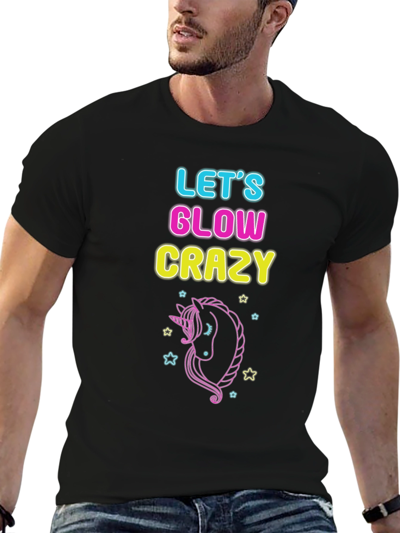 Lets Glow Crazy Unicorn Graphic Tee