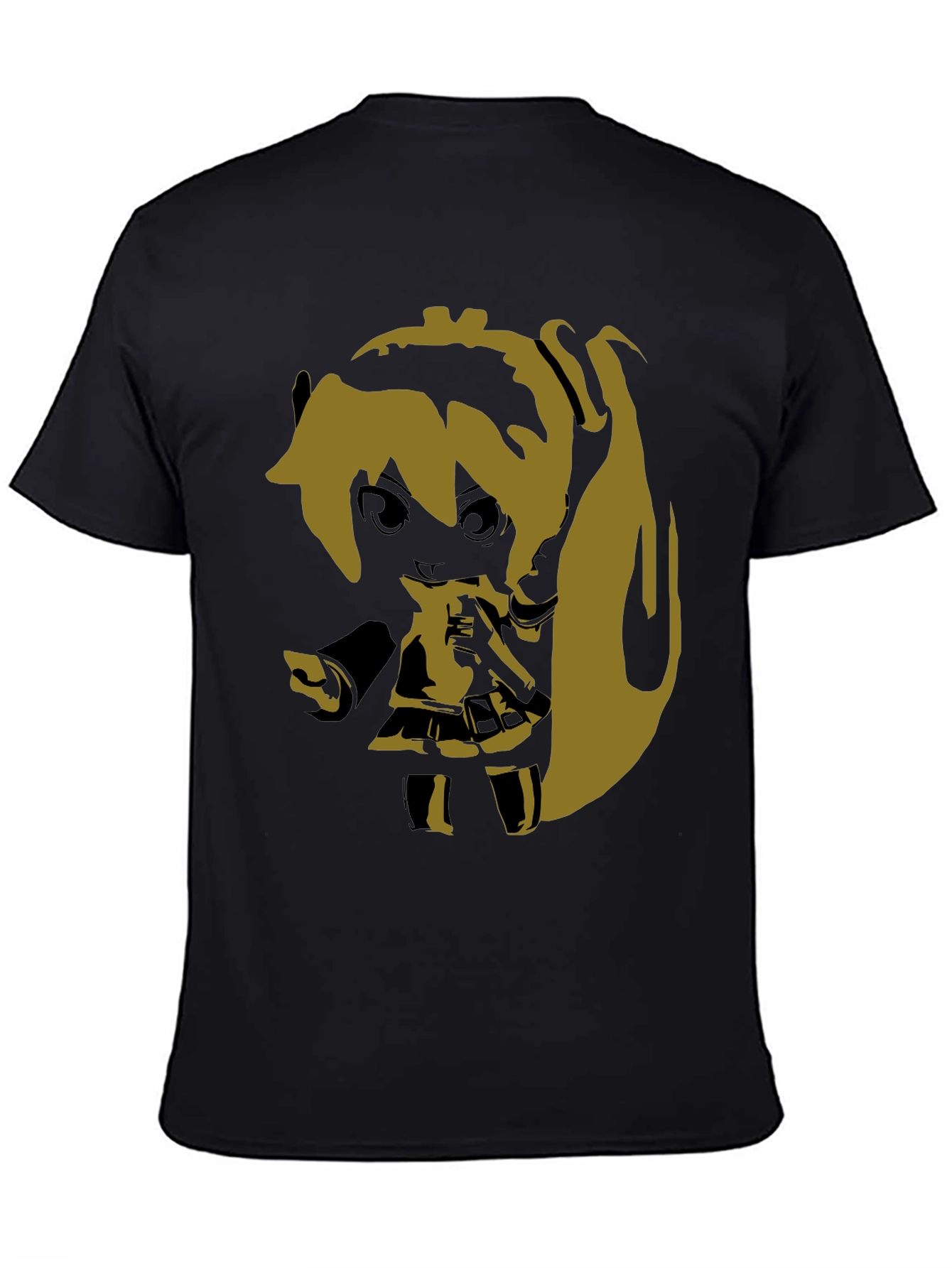 Anime Girl Graphic Print Black T-Shirt