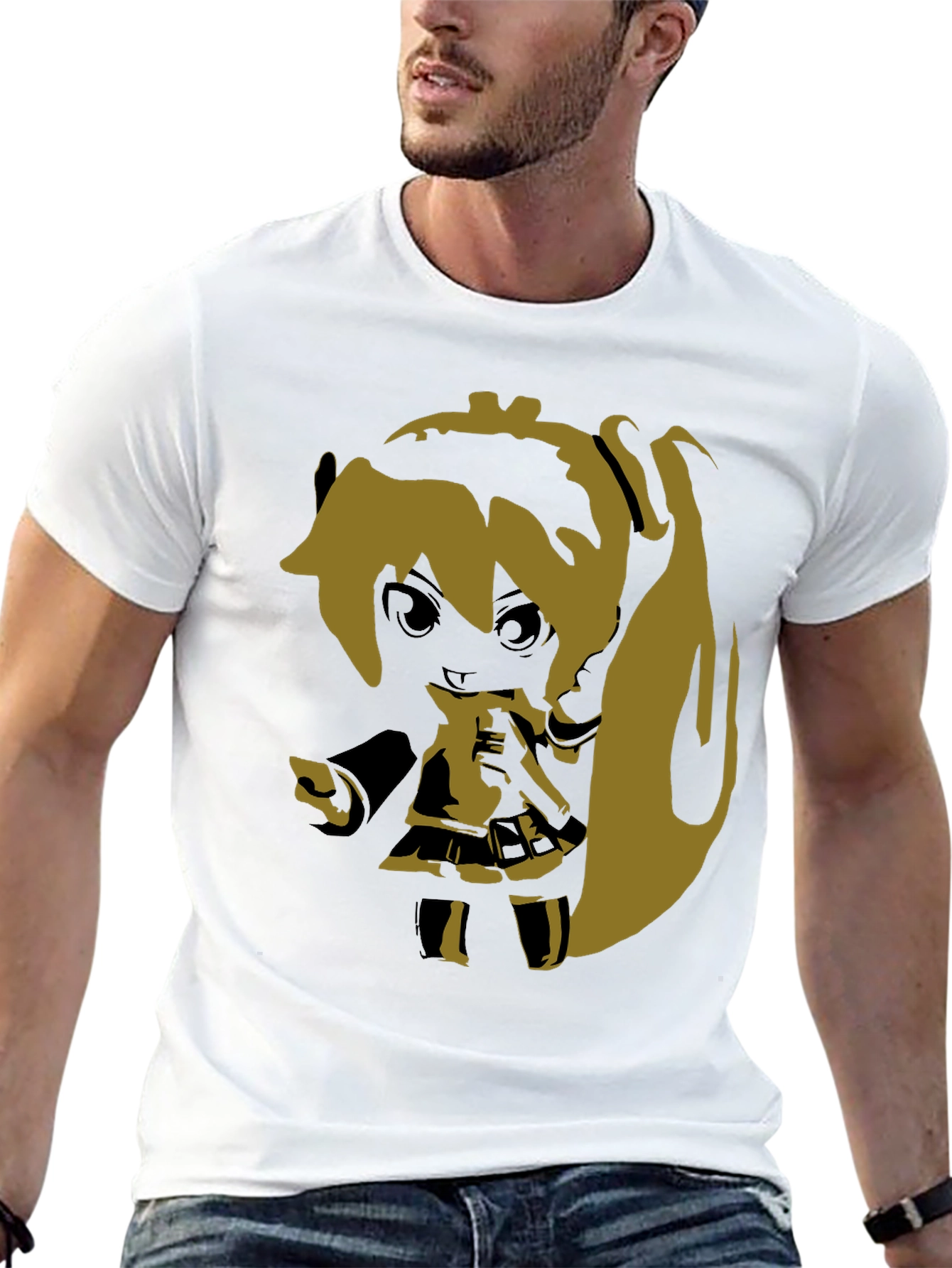 Anime Girl Graphic Print Black T-Shirt