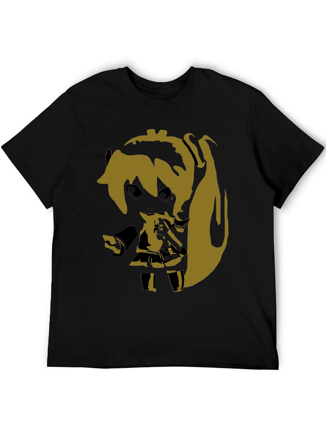 Anime Girl Graphic Print Black T-Shirt