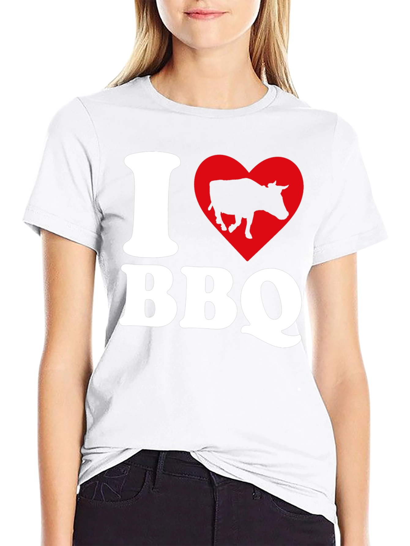 I Heart BBQ Black Graphic T-Shirt