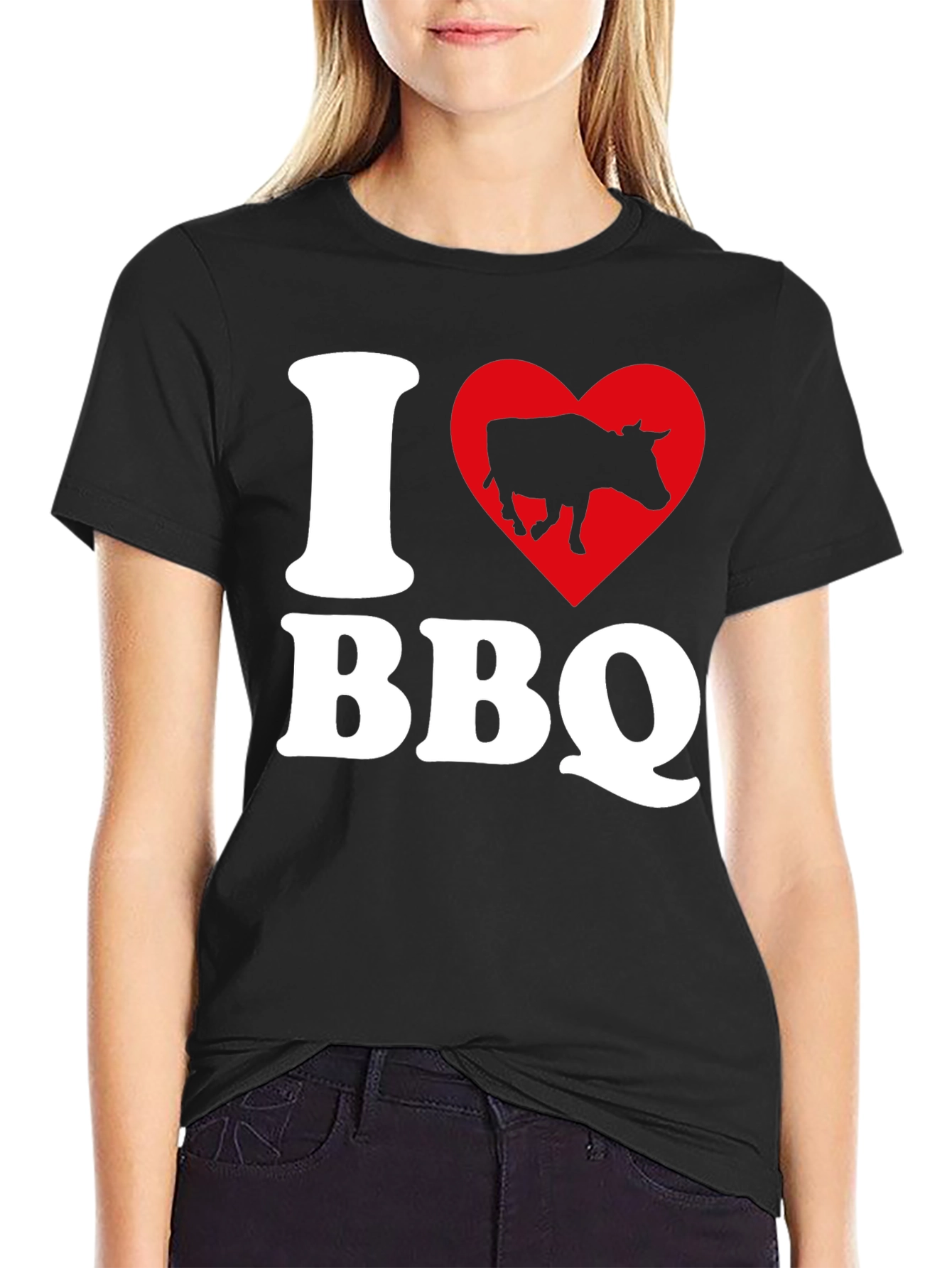 I Heart BBQ Black Graphic T-Shirt