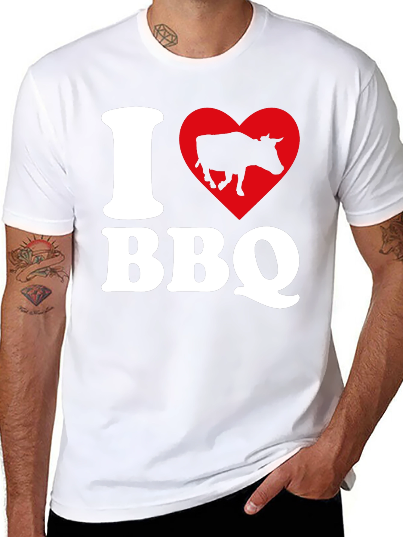 I Heart BBQ Black Graphic T-Shirt