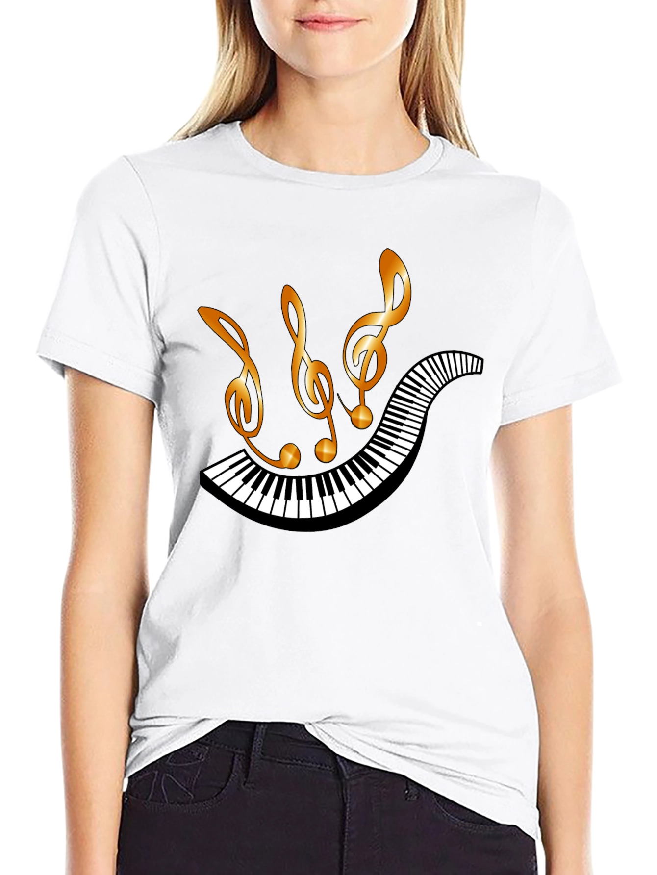 Musical Notes & Piano Keys Graphic T-Shirt