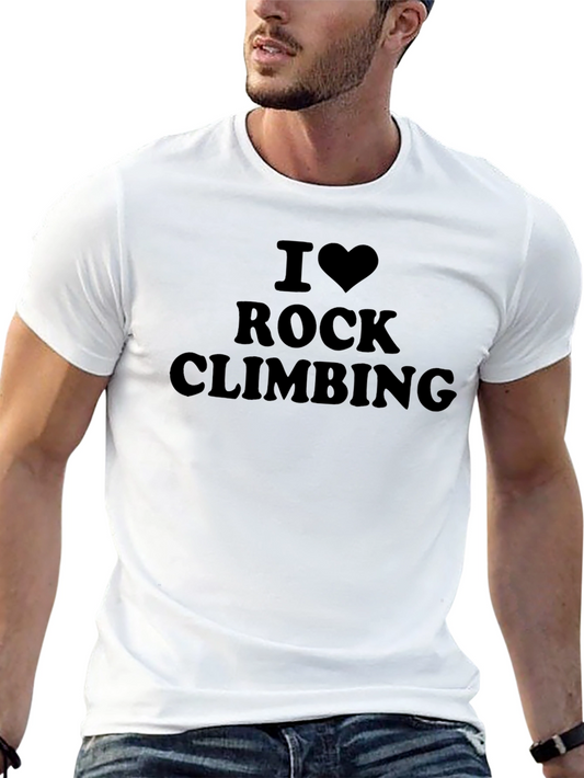 I Love Rock Climbing Black Graphic T-Shirt