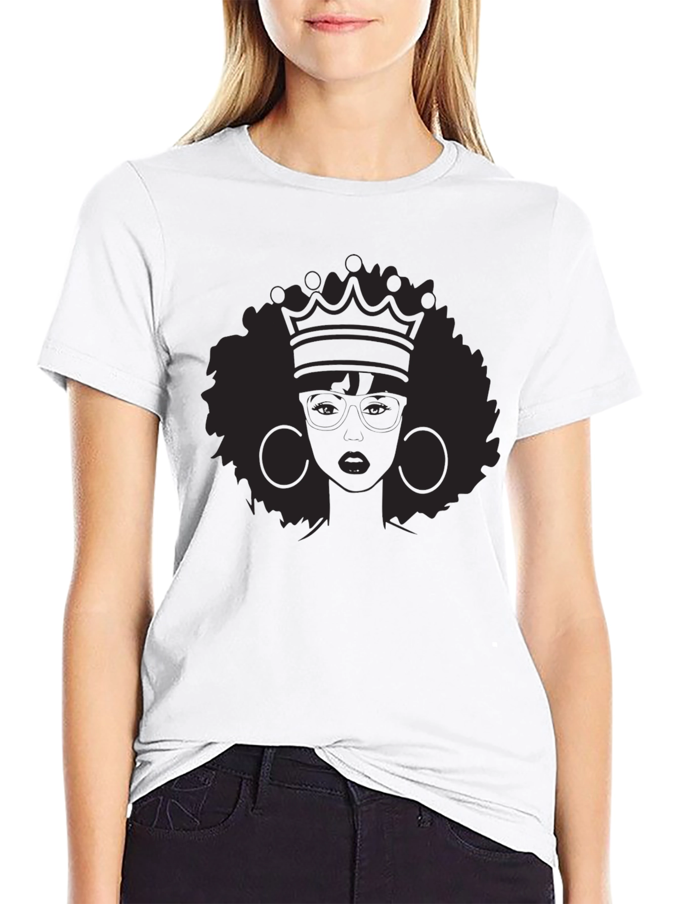 Queen Afro Crown Black T-Shirt