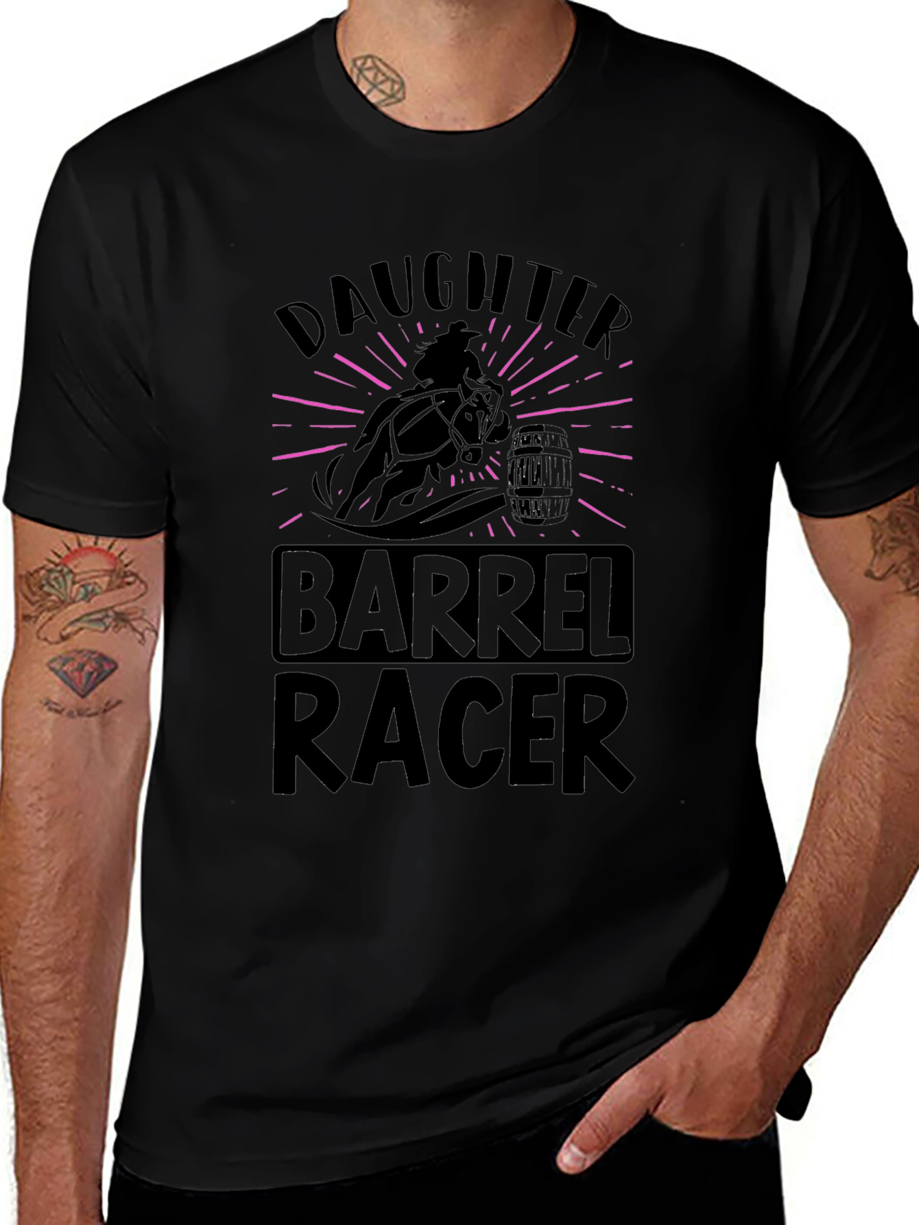 Daughter Barrel Racer Graphic Tee - Black Cotton T-Shirt