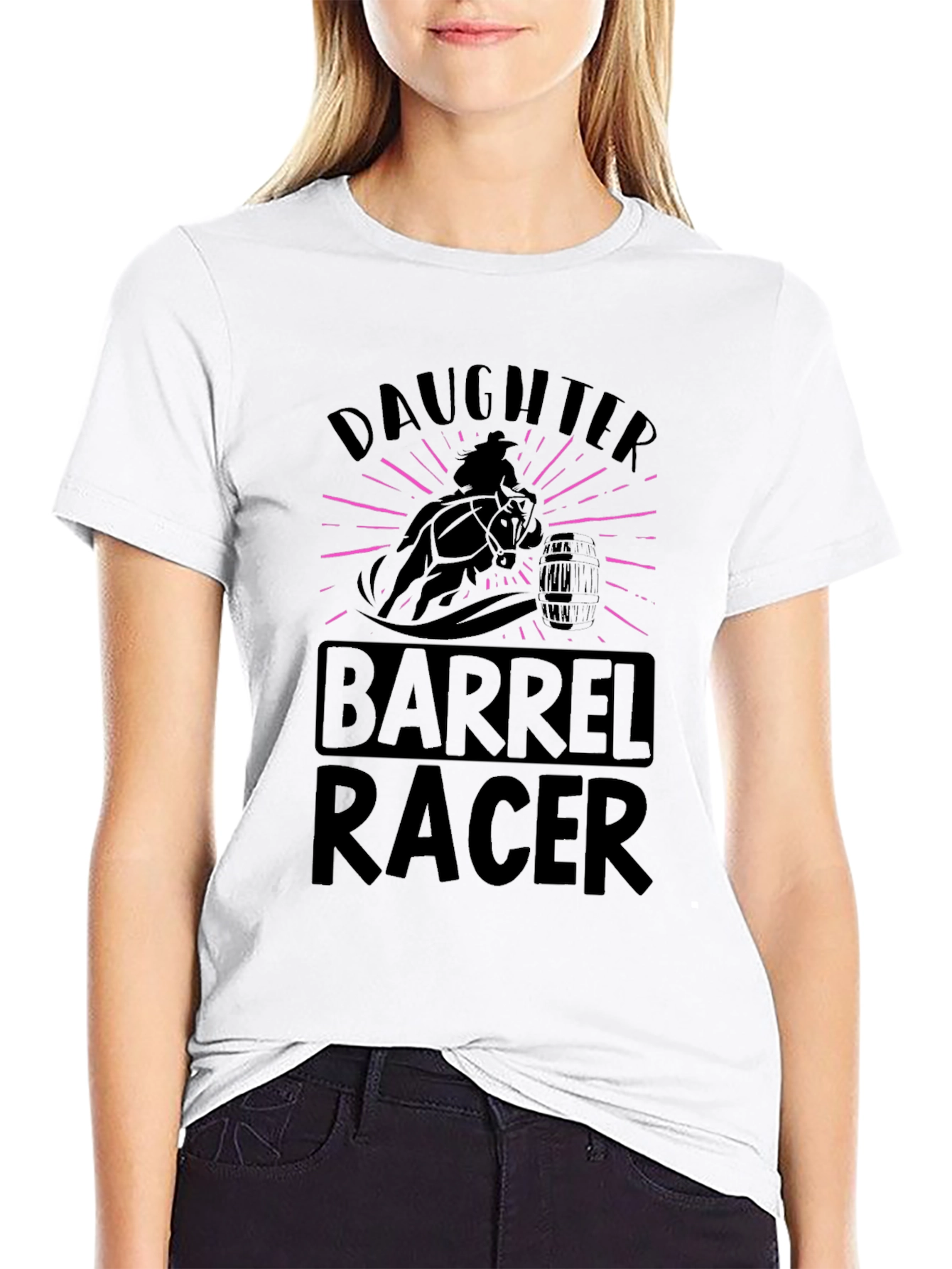 Daughter Barrel Racer Graphic Tee - Black Cotton T-Shirt