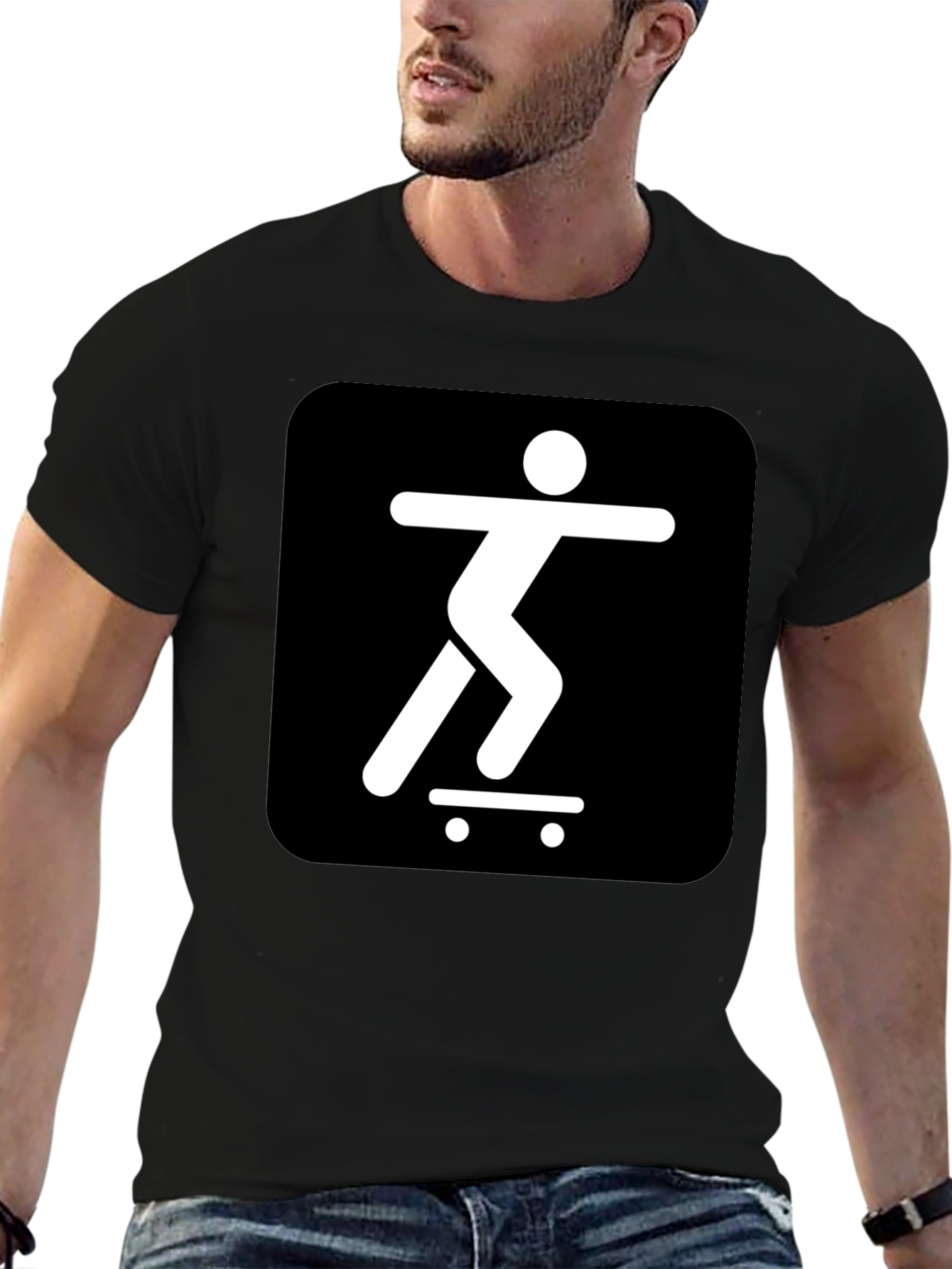 Skater Icon Graphic Tee - Cool Black T-Shirt