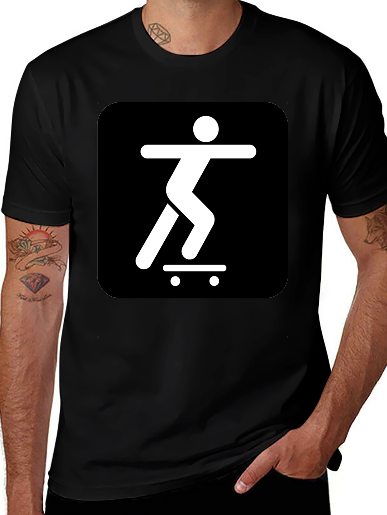 Skater Icon Graphic Tee - Cool Black T-Shirt