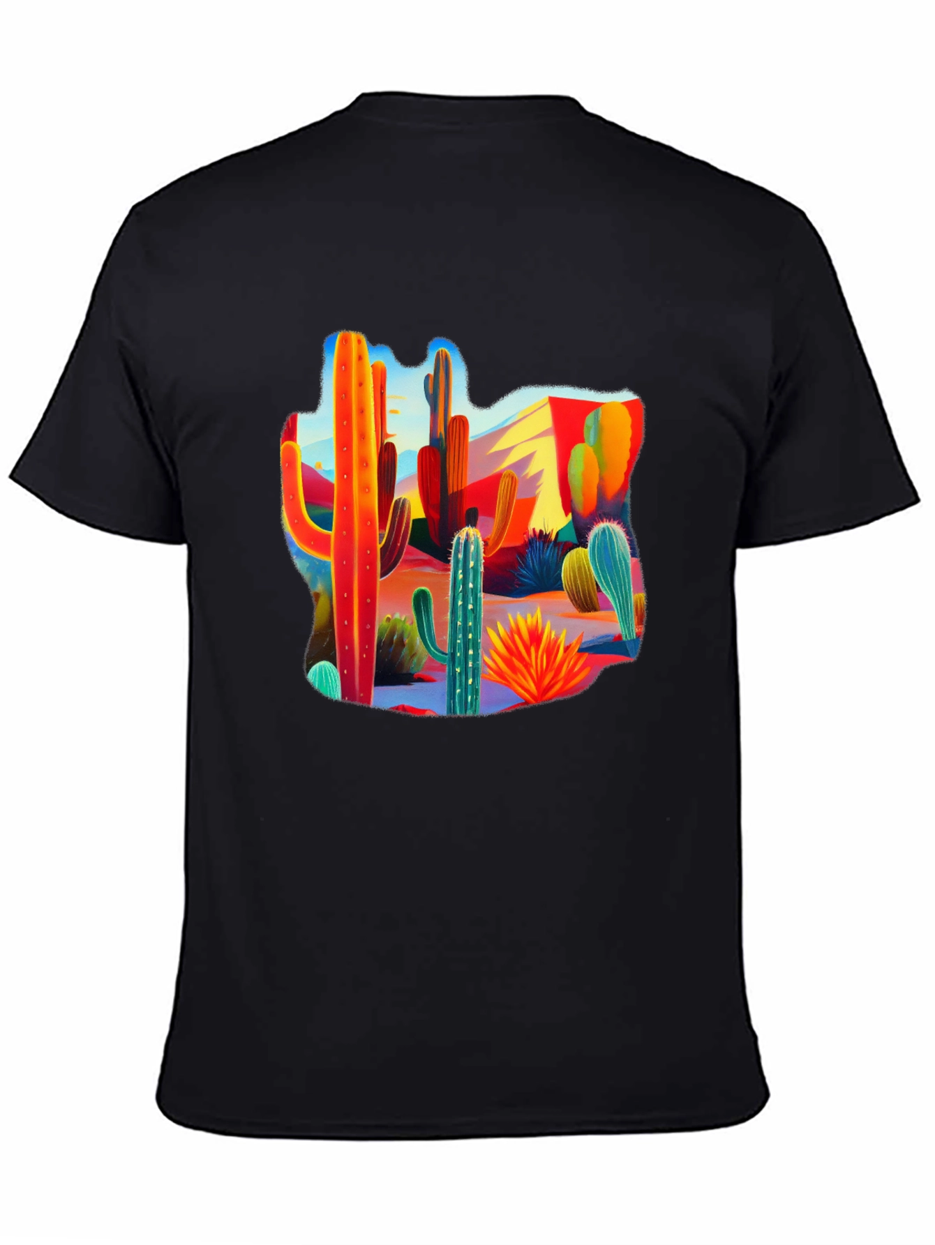 Desert Cactus Print Crew Neck Tee
