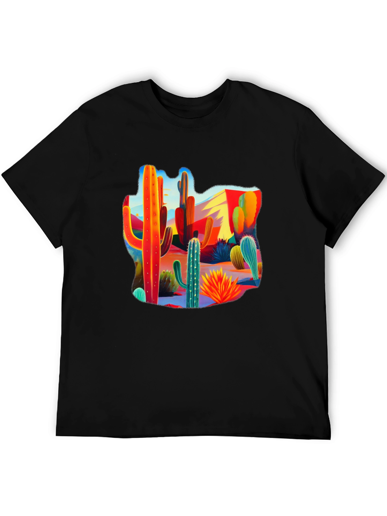 Desert Cactus Print Crew Neck Tee