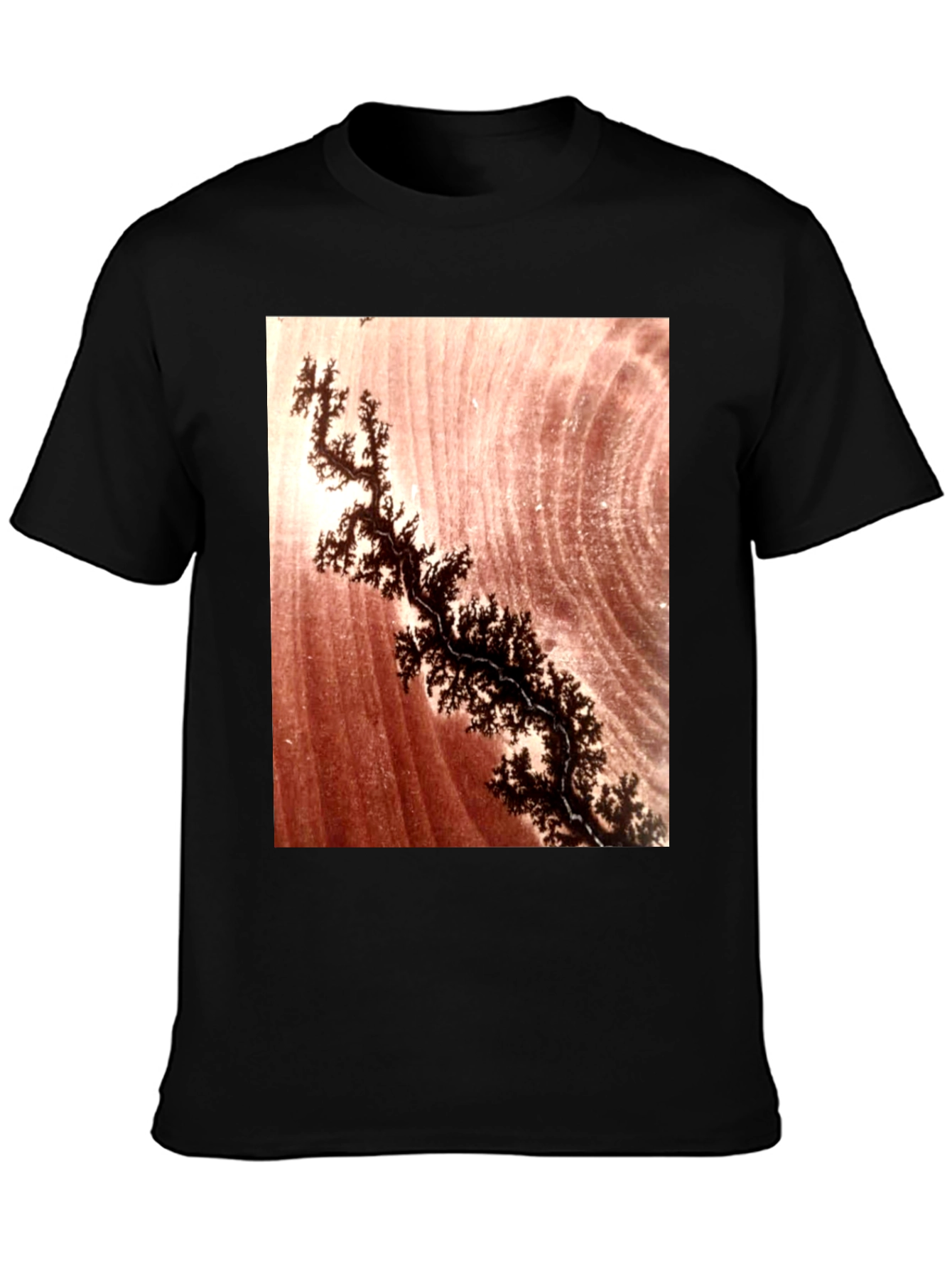 Unique Dendrite Pattern Black T-Shirt