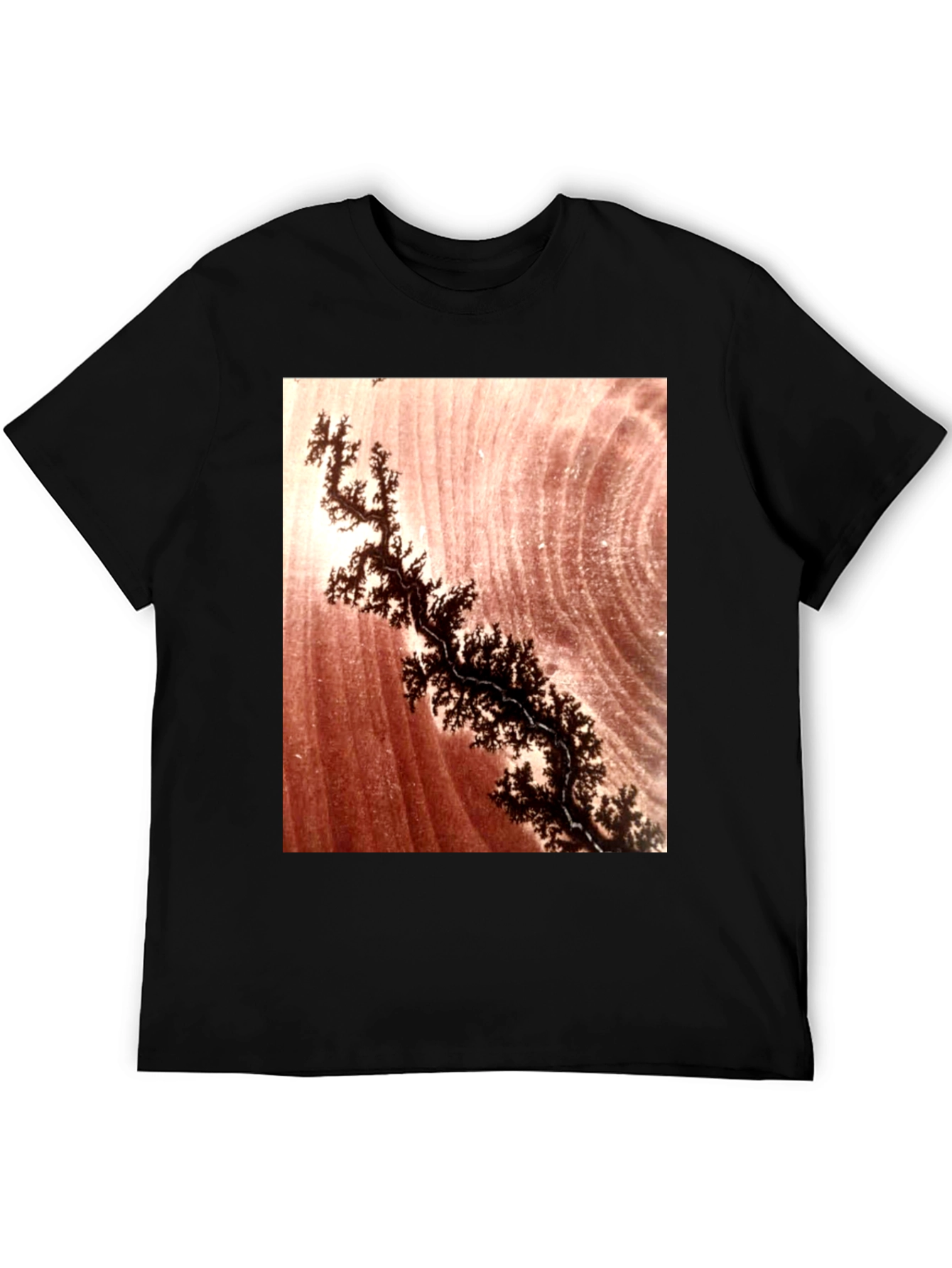 Unique Dendrite Pattern Black T-Shirt