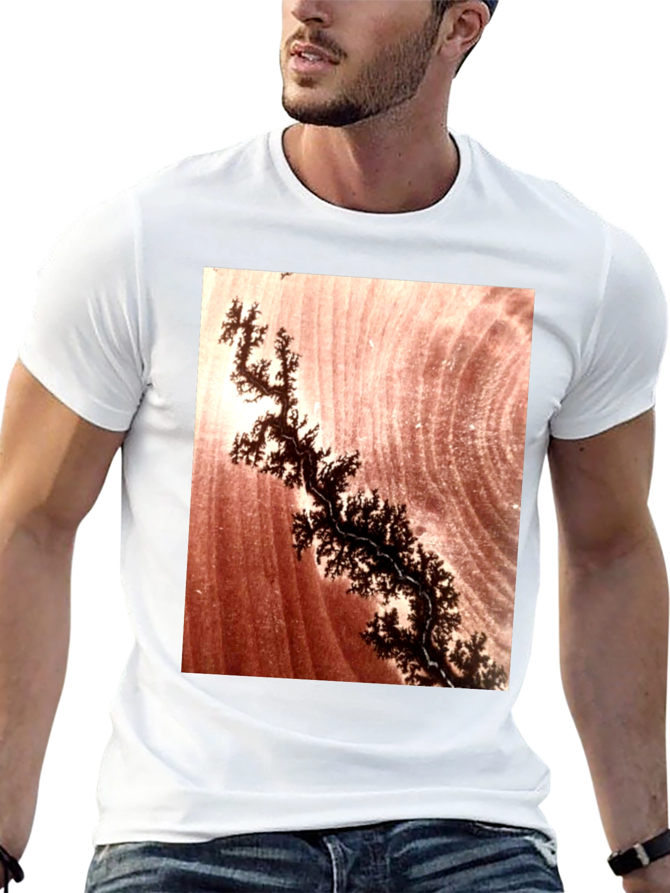 Unique Dendrite Pattern Black T-Shirt