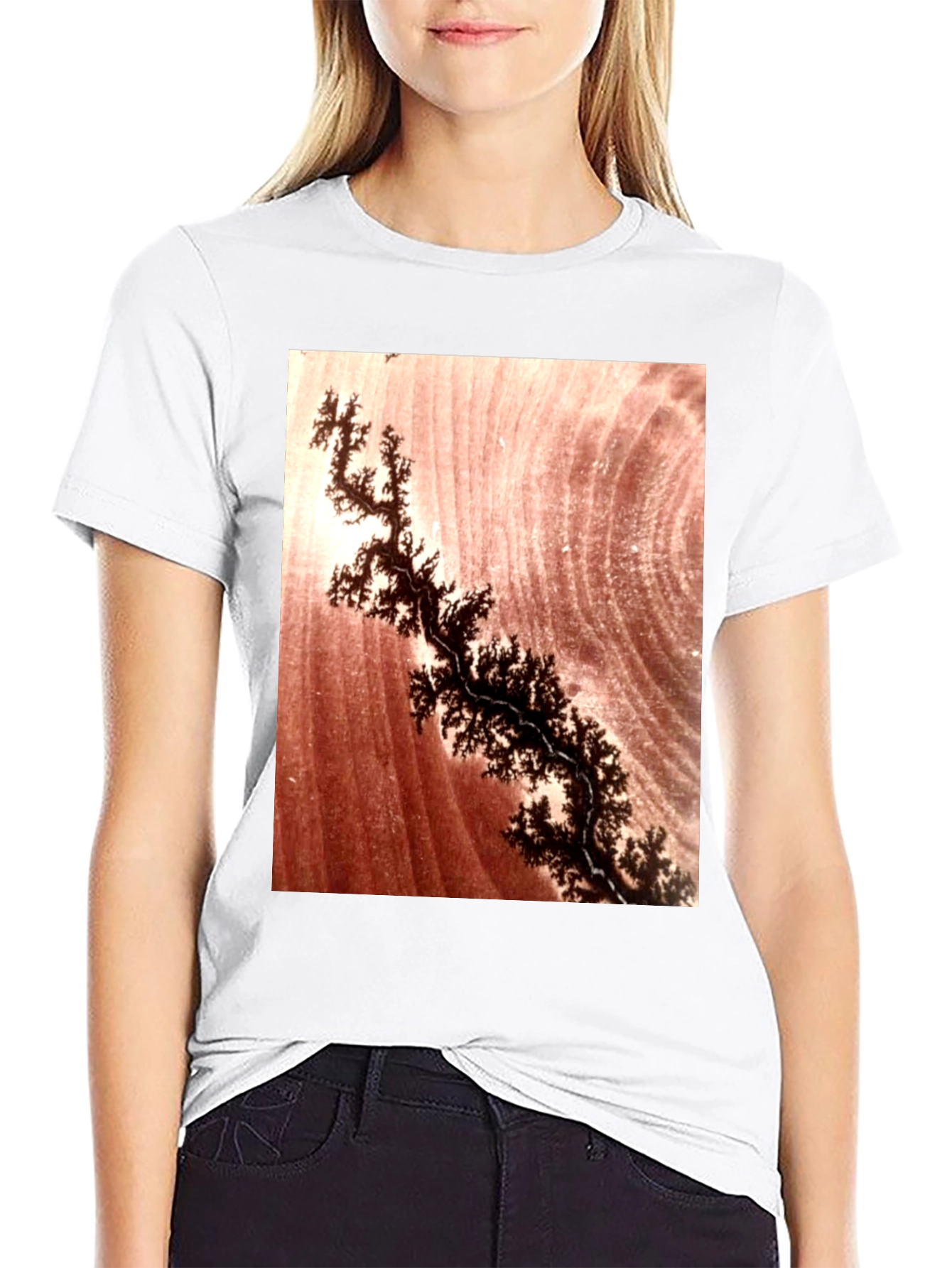 Unique Dendrite Pattern Black T-Shirt