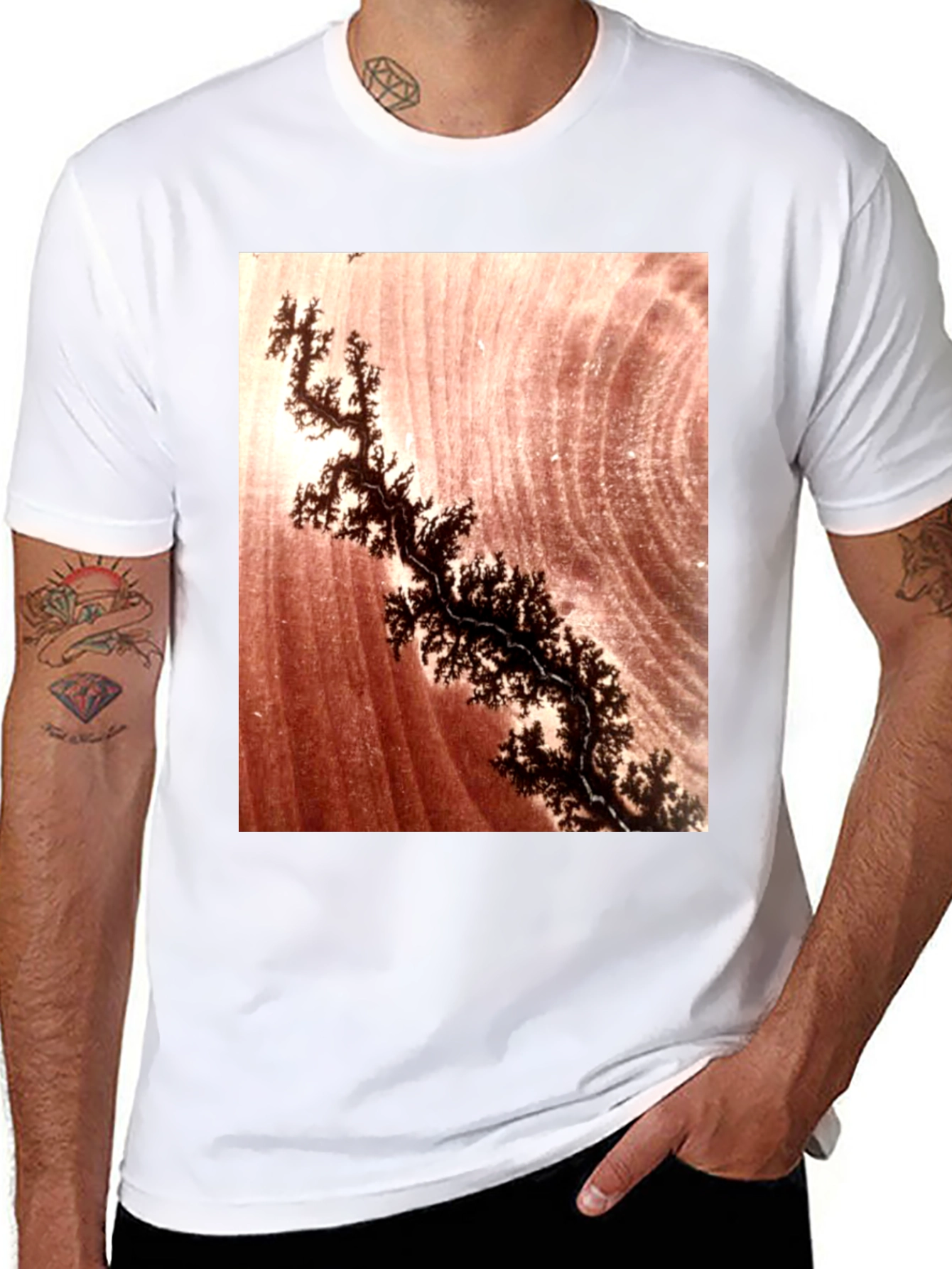Unique Dendrite Pattern Black T-Shirt