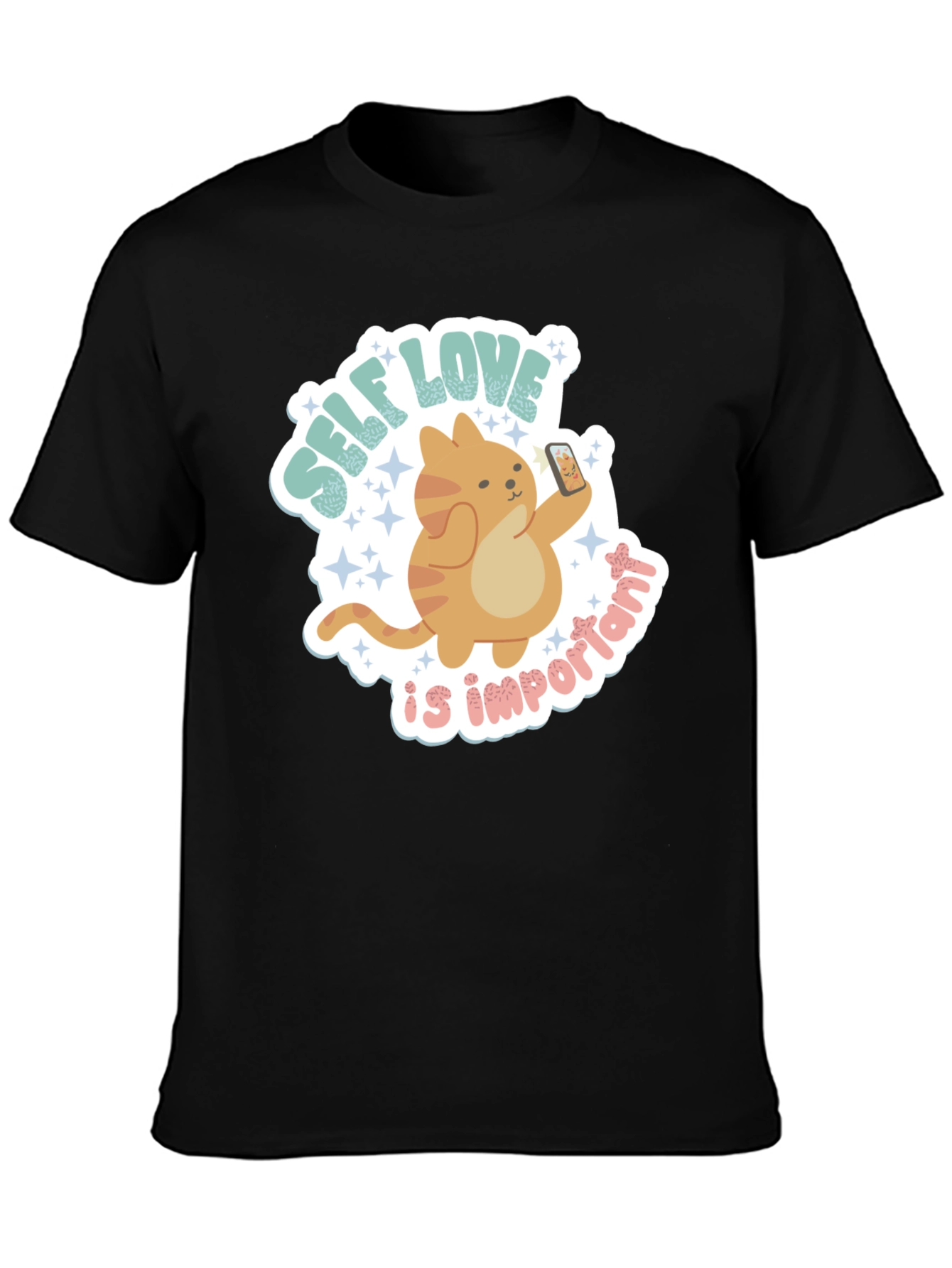 Self Love Cat Graphic Tee - Trendy Casual Shirt