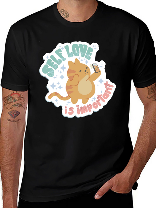 Self Love Cat Graphic Tee - Trendy Casual Shirt
