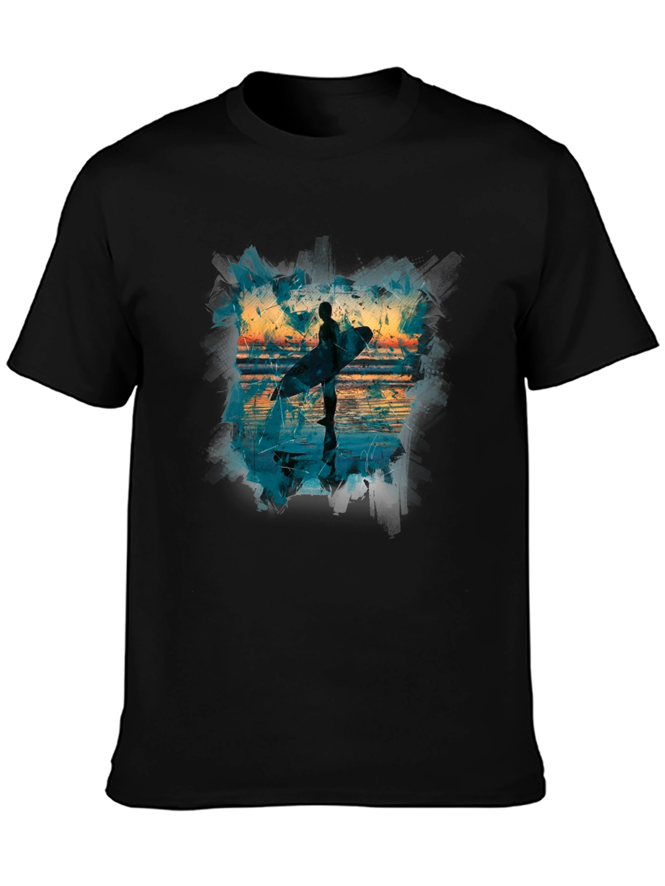 Surfer Silhouette Graphic Tee - Mens Black T-Shirt