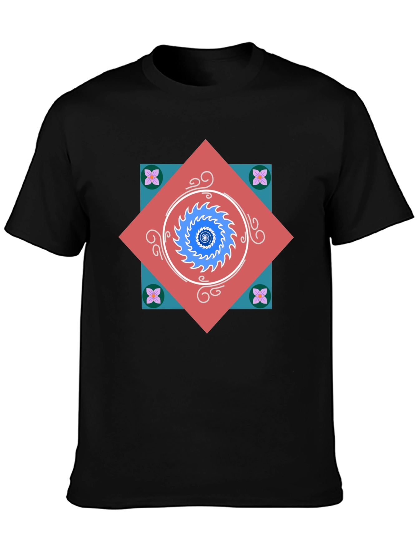 Geometric Mandala Graphic Tee - Modern Artistic Design