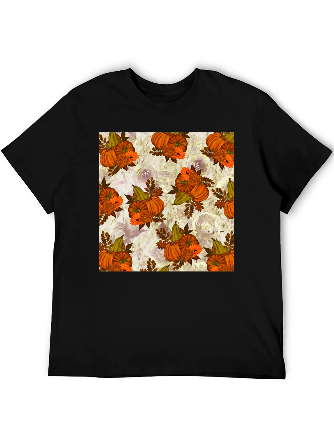 Pumpkin Floral Print Tee - Seasonal Style
