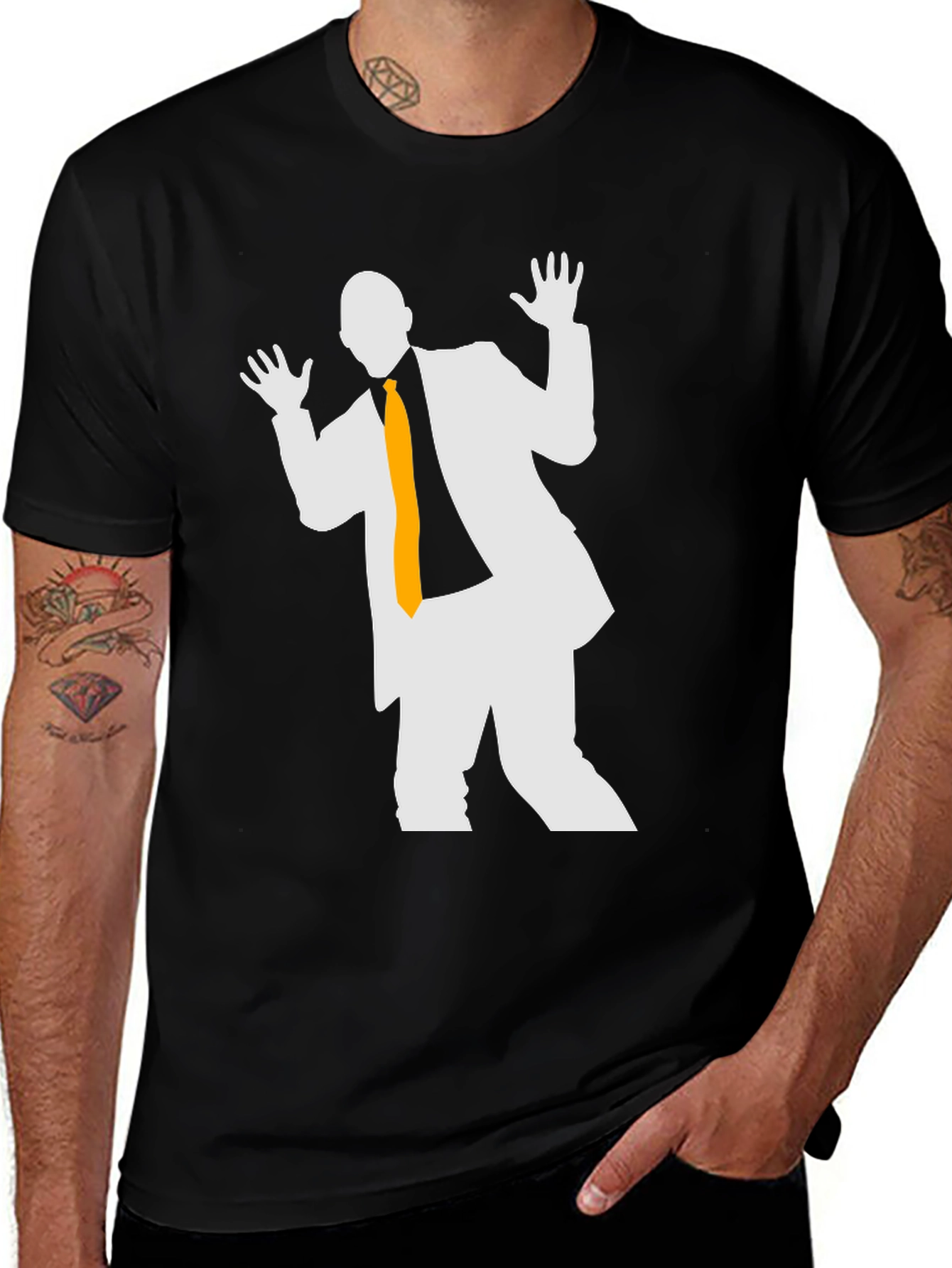 Silhouette Suit T-Shirt: Black Cotton Blend Unique Design
