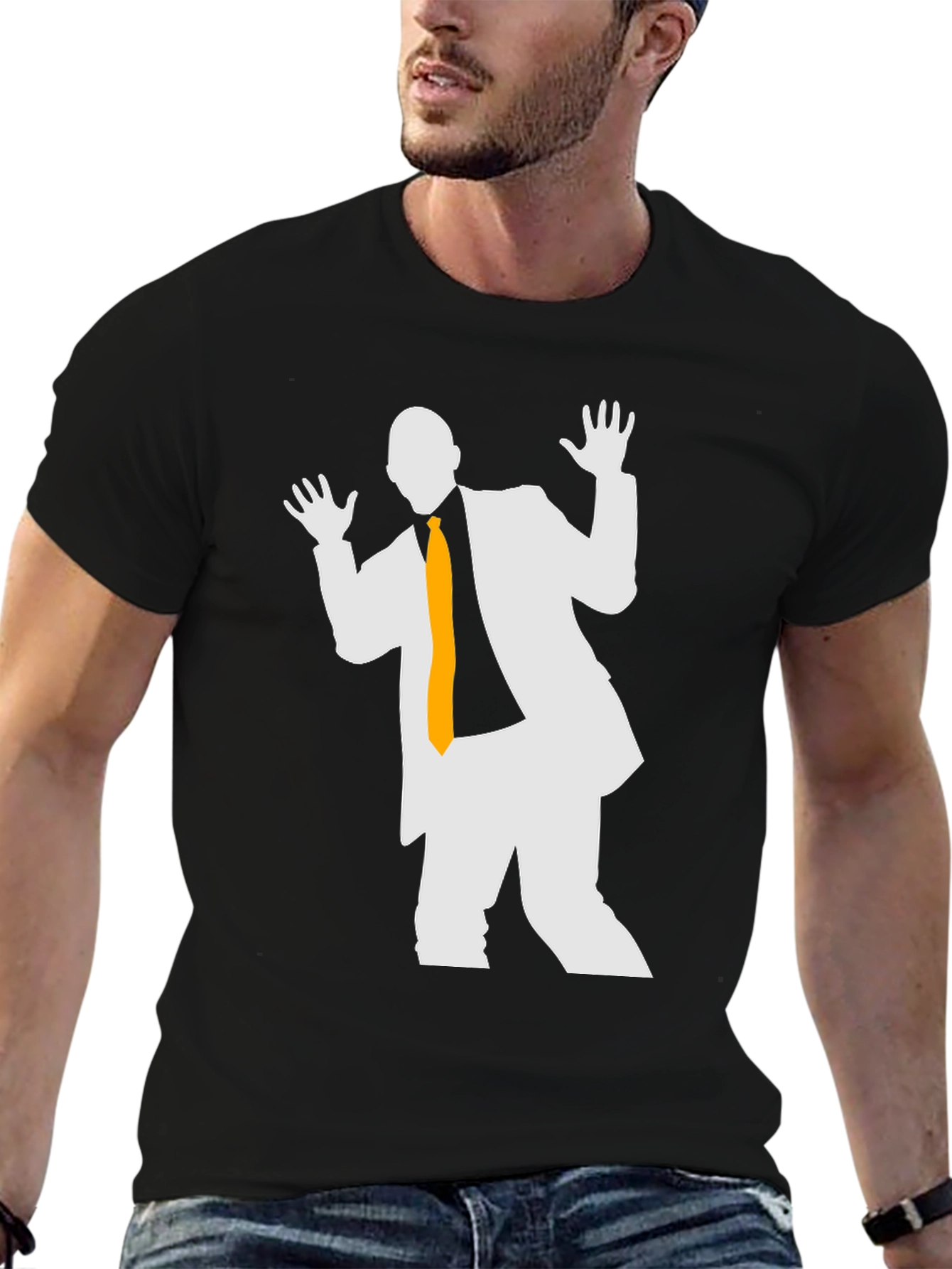 Silhouette Suit T-Shirt: Black Cotton Blend Unique Design