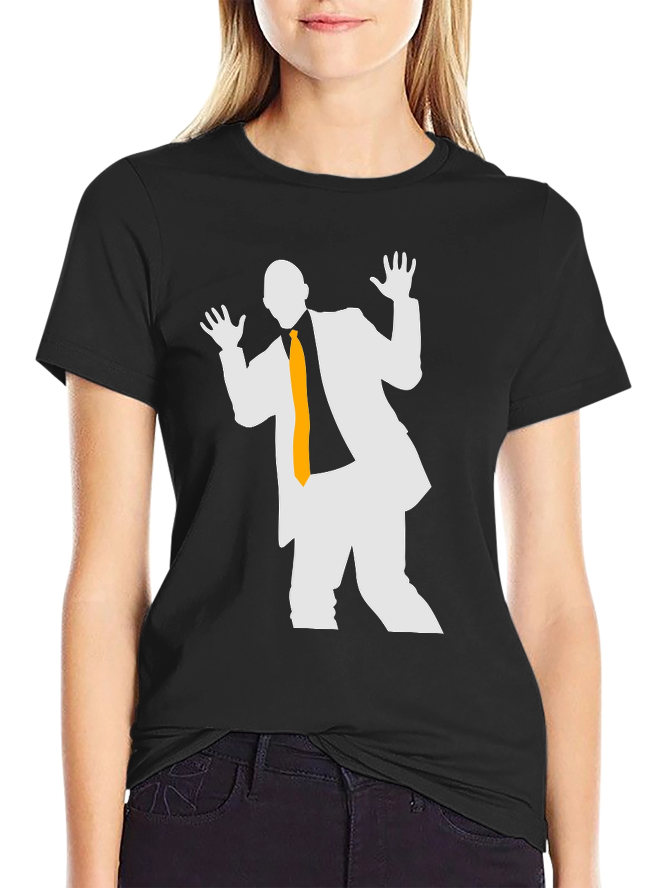 Silhouette Suit T-Shirt: Black Cotton Blend Unique Design