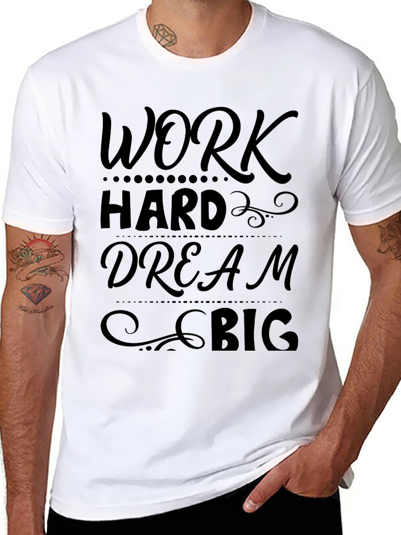 Work Hard Dream Big Black Graphic T-Shirt