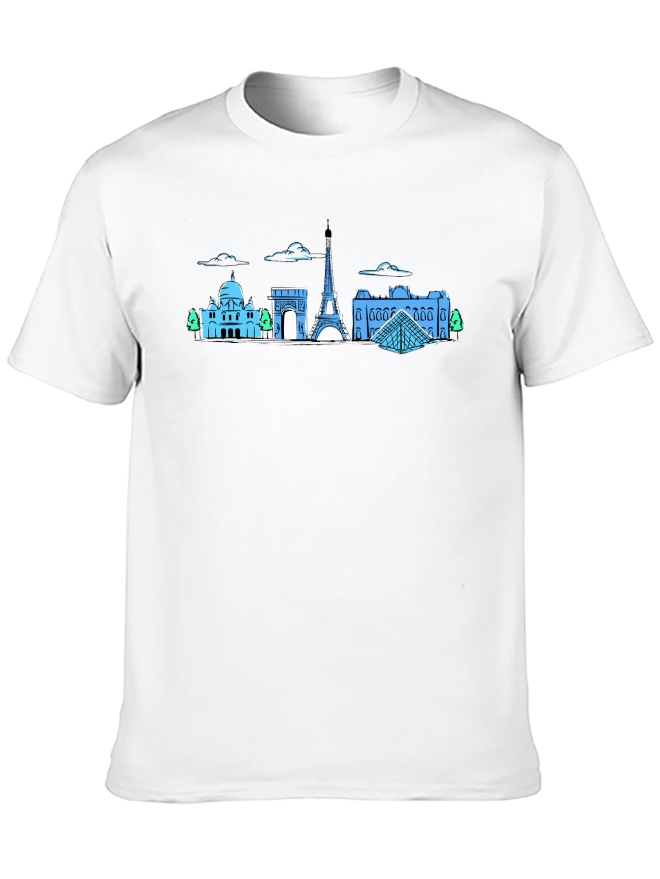 Paris Skyline Graphic Tee - Black Cotton T-Shirt