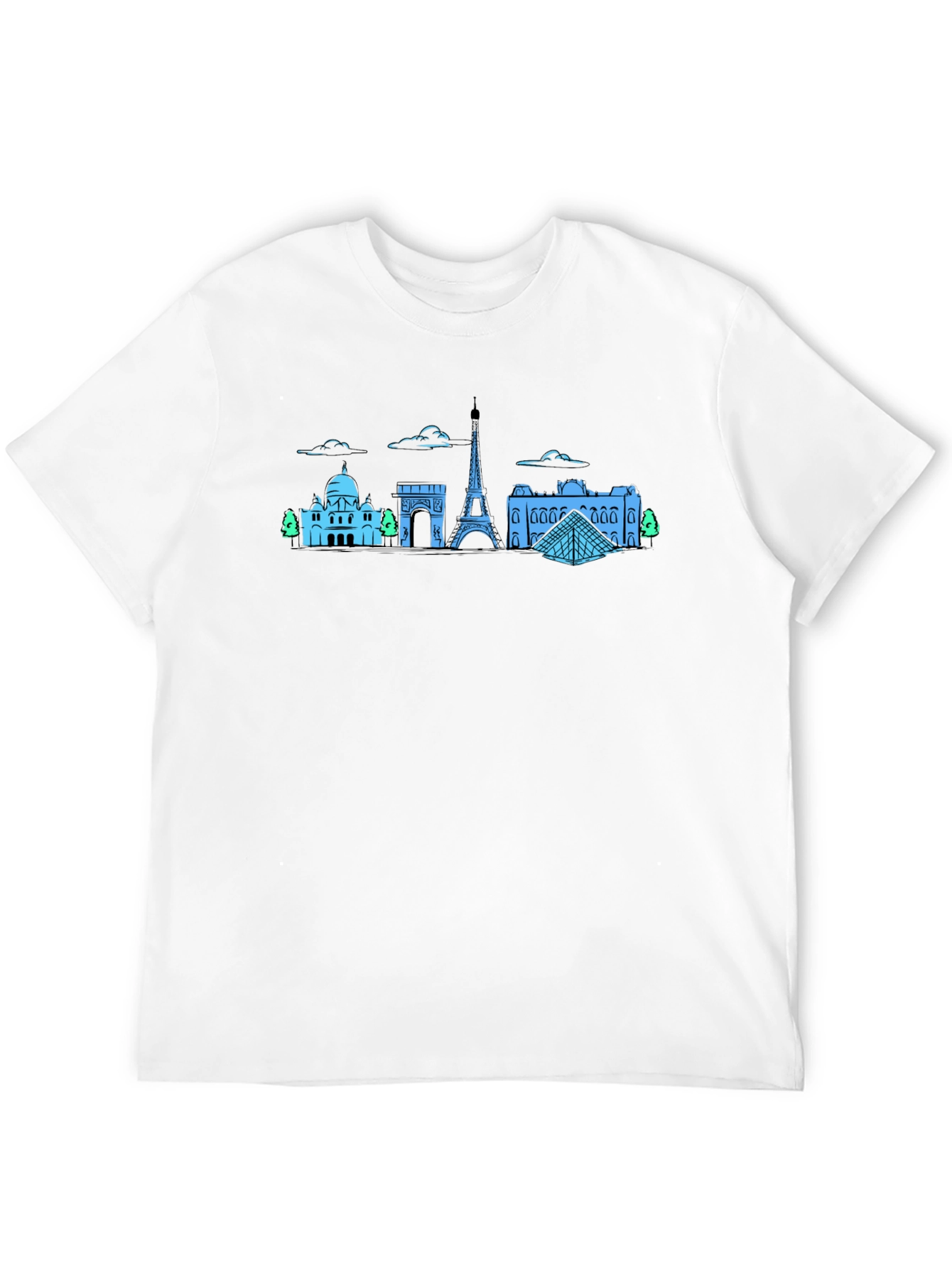 Paris Skyline Graphic Tee - Black Cotton T-Shirt