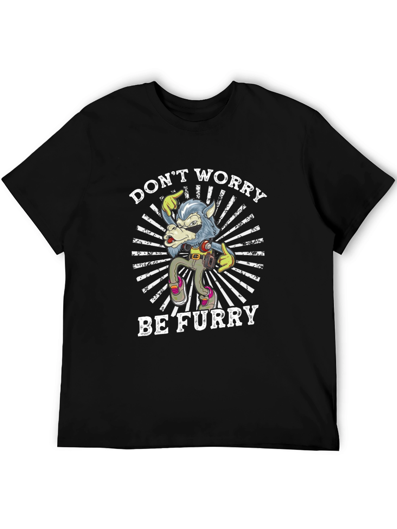 Dont Worry Be Furry T-Shirt Wolf Design