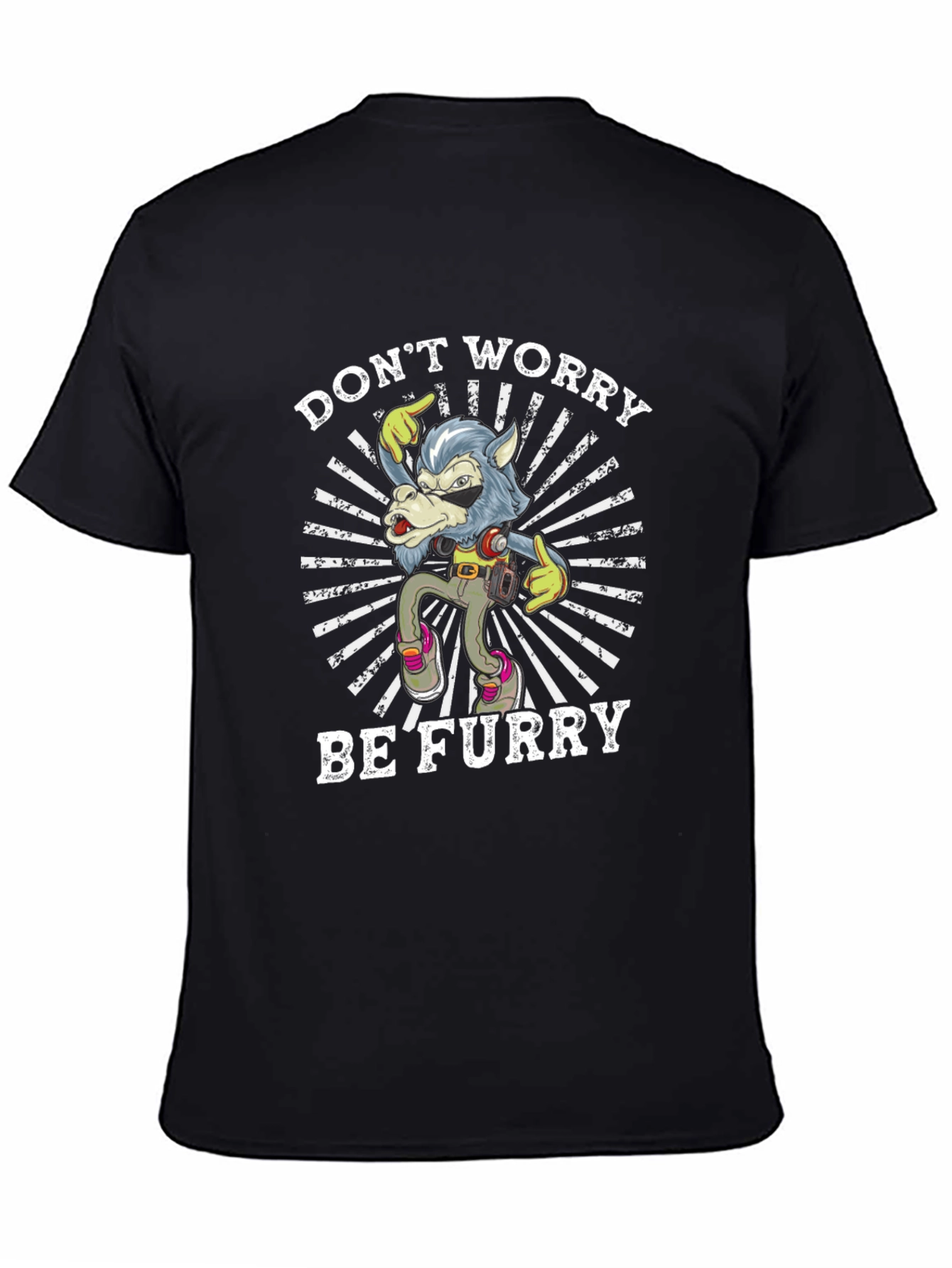 Dont Worry Be Furry T-Shirt Wolf Design