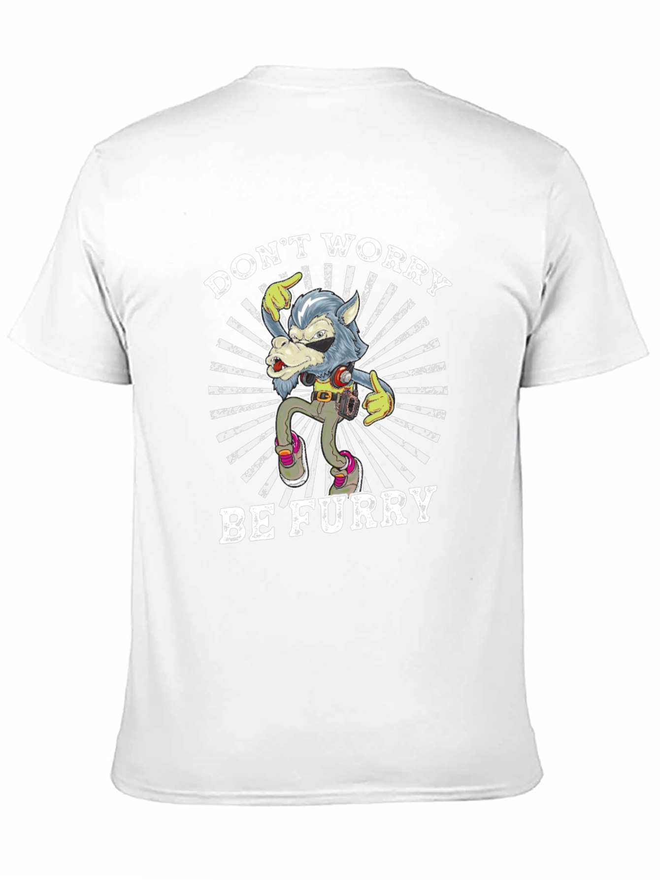 Dont Worry Be Furry T-Shirt Wolf Design