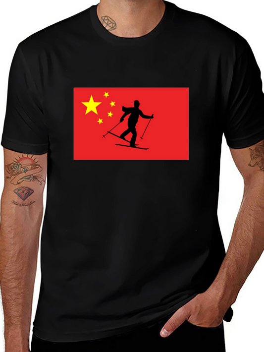 China Flag Skiing T-Shirt