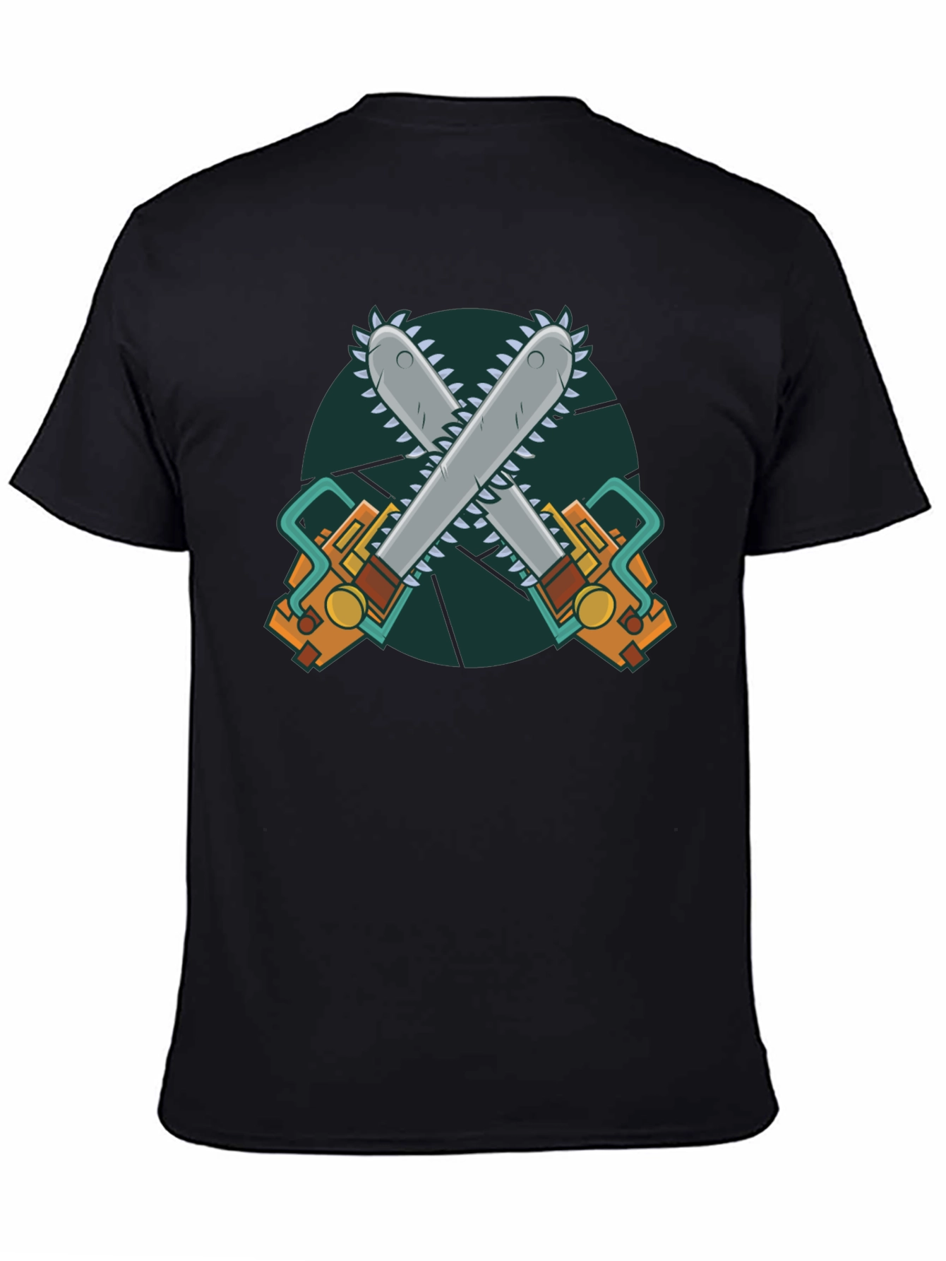 Chainsaw Graphic Print Black T-Shirt